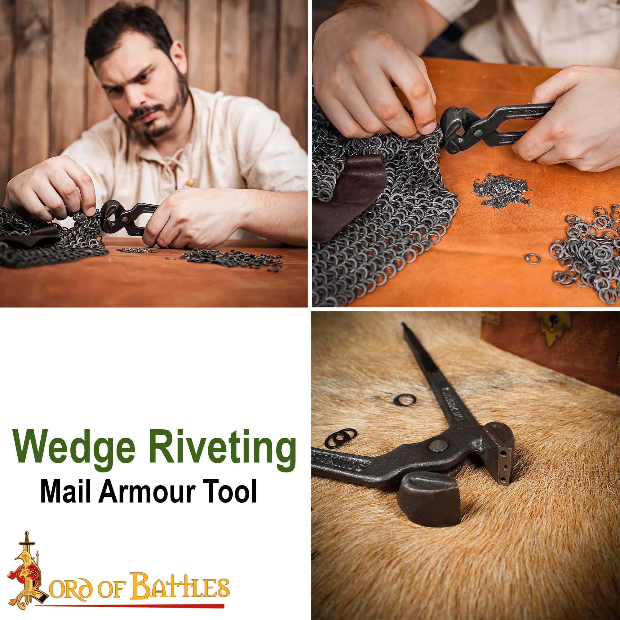 Imagen única de: Herramienta de Remachado de Cuña - Alicates de Acero Negro de 8 Pulgadas para Anillos de Cota de Malla de 9 Mm - Herramienta de Remachado de Ensamblaje de Cota de Malla Auténtica