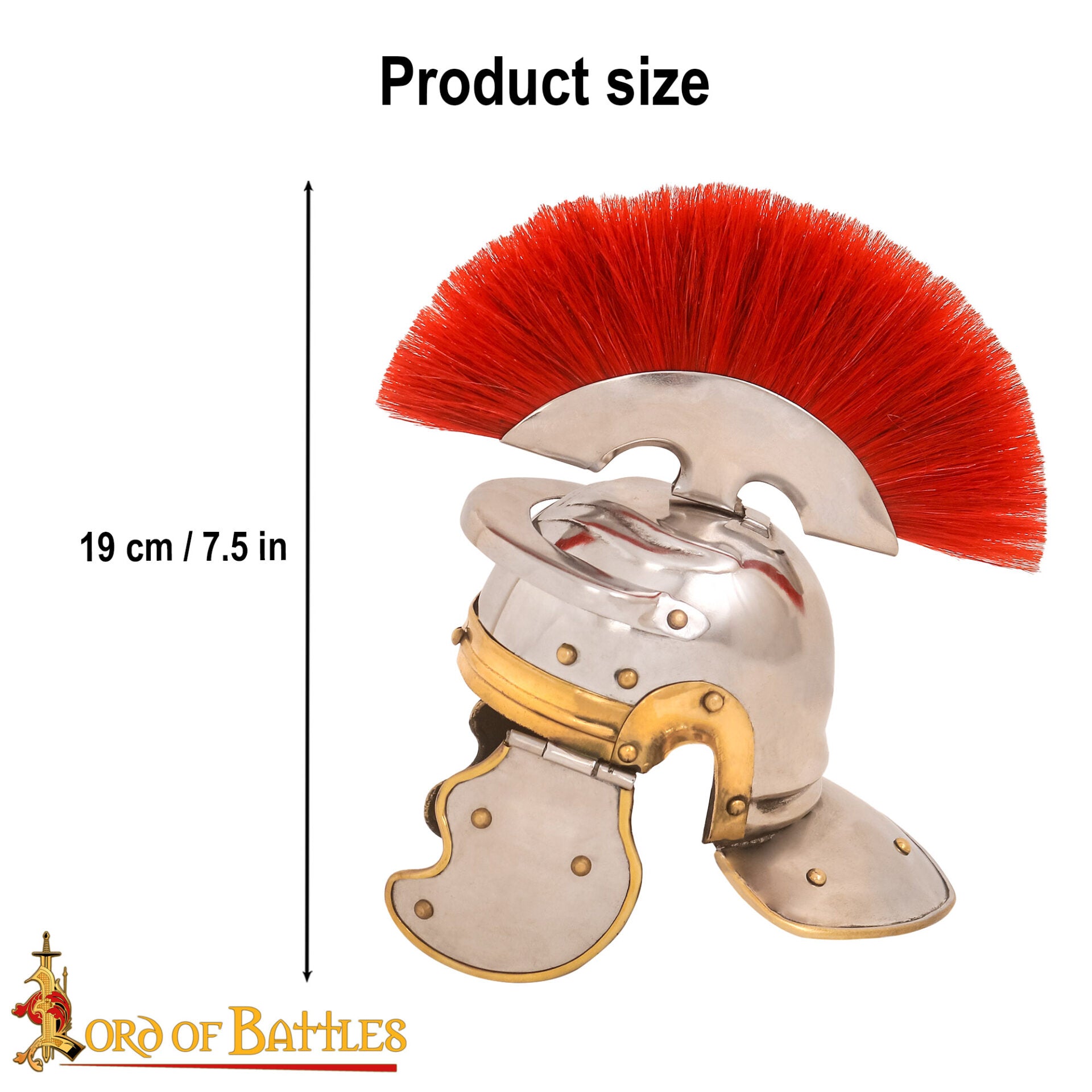 Imagen única de: Minicasco de Centurión Romano Decorativo con Penacho Rojo y Soporte de Madera