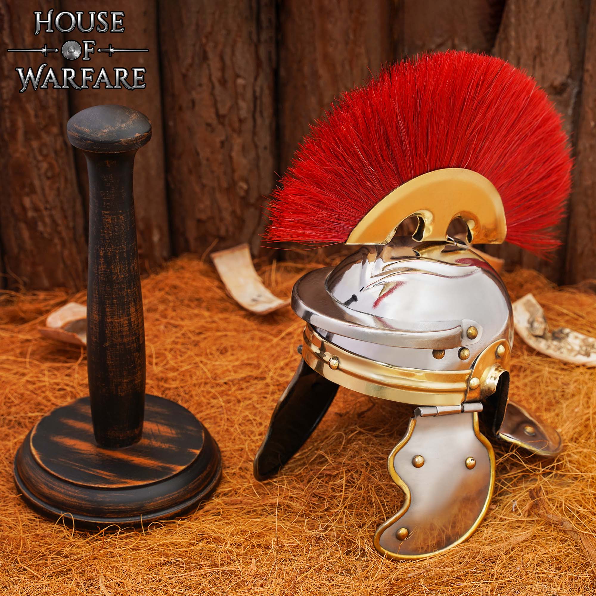 Mini Yelmo Legionario Romano con Expositor de Madera - Imagen 1