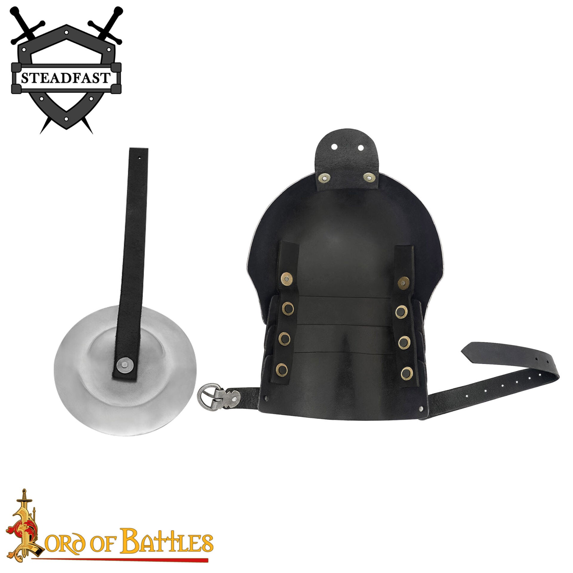 Imagen única de: Pauldrons de Acero del Siglo Xiv-principios del Xv con Rondel - Armadura de Hombro Pulida de Calibre 16