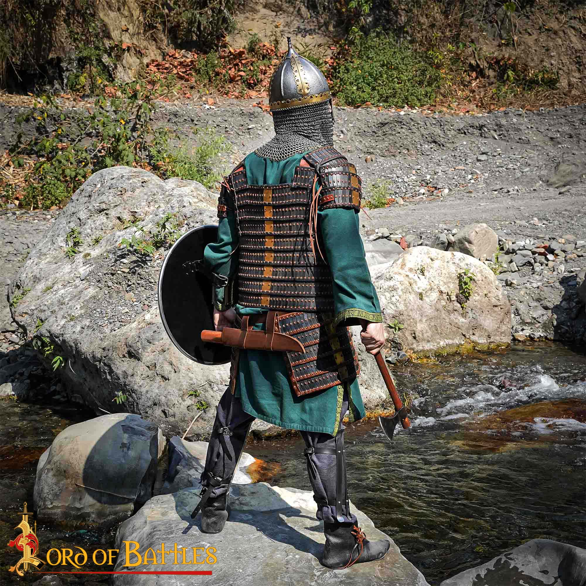 Imagen única de: Armadura Medieval de Faldón Lamelar - Placas de Acero Calibre 20 con Refuerzo de Cuero - Protección de Cadera de Guerrero