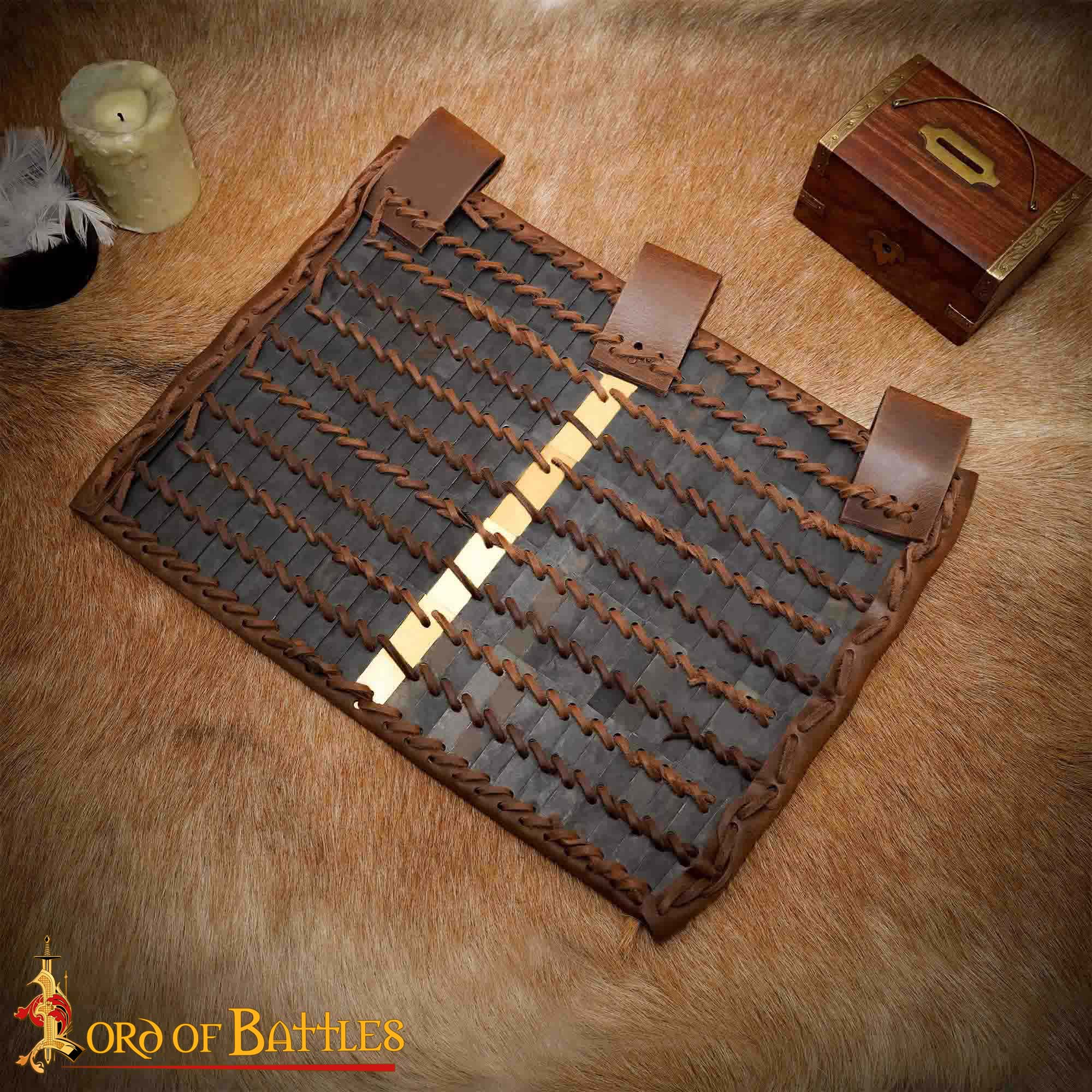 Imagen única de: Armadura Medieval de Faldón Lamelar - Placas de Acero Calibre 20 con Refuerzo de Cuero - Protección de Cadera de Guerrero