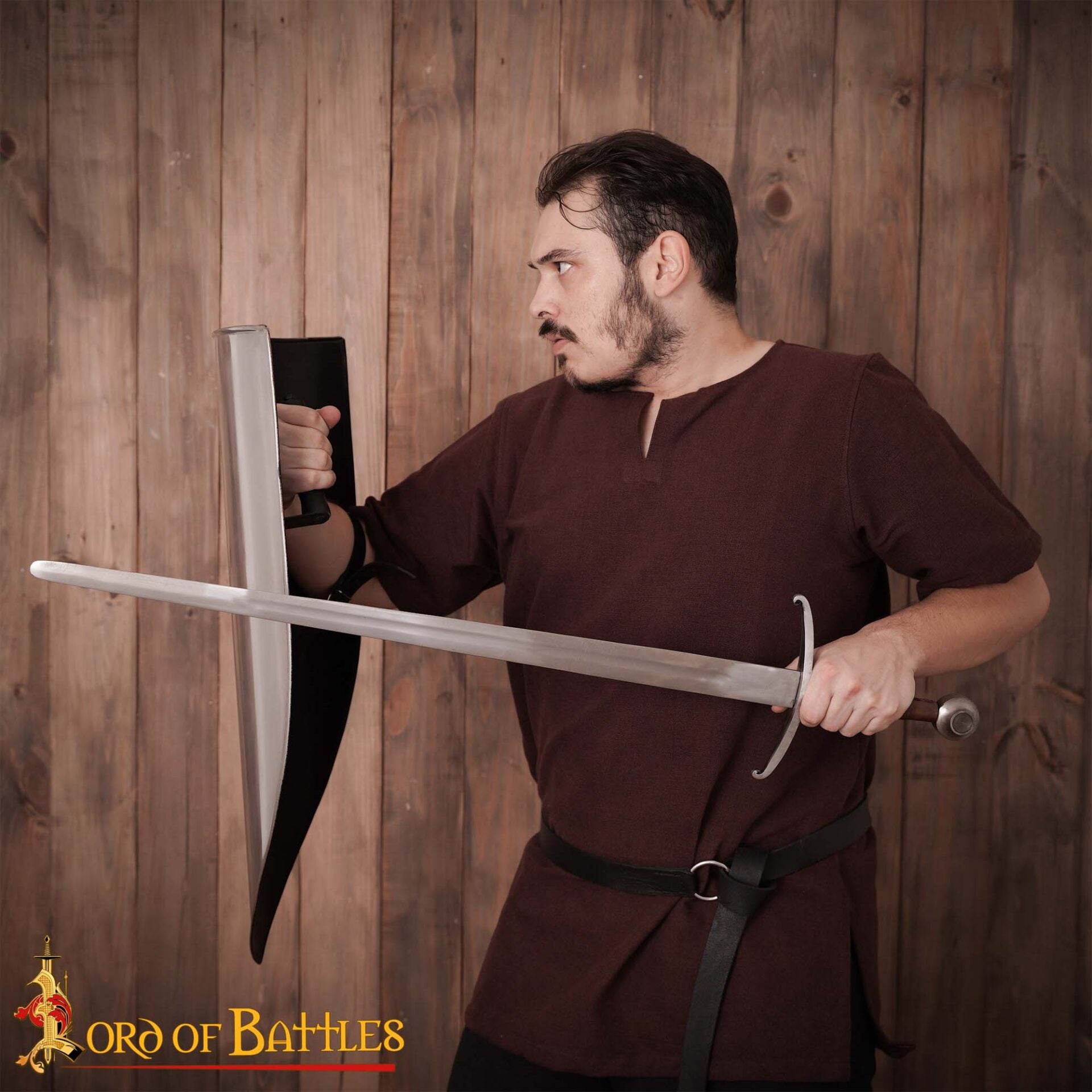 Imagen única de: Medieval Izquierda Escudo del Calentador de Acero en Blanco Acero Calibre 18