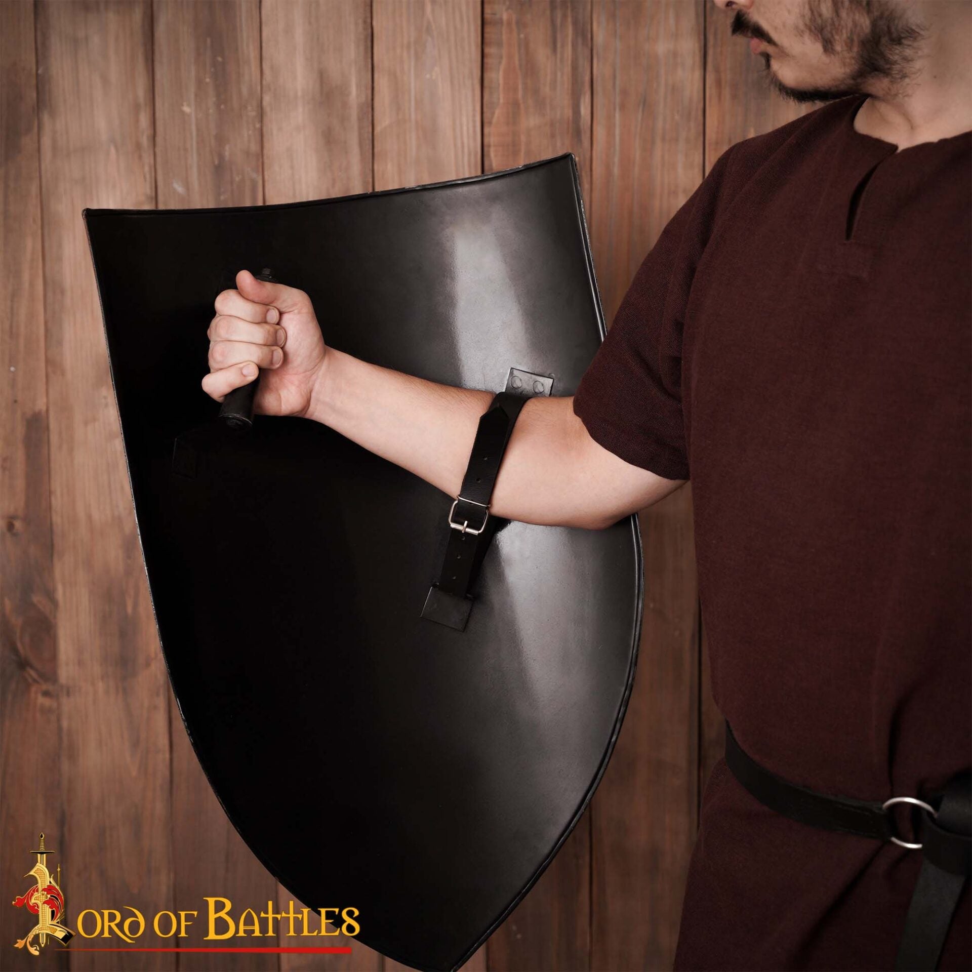 Imagen única de: Medieval Izquierda Escudo del Calentador de Acero en Blanco Acero Calibre 18