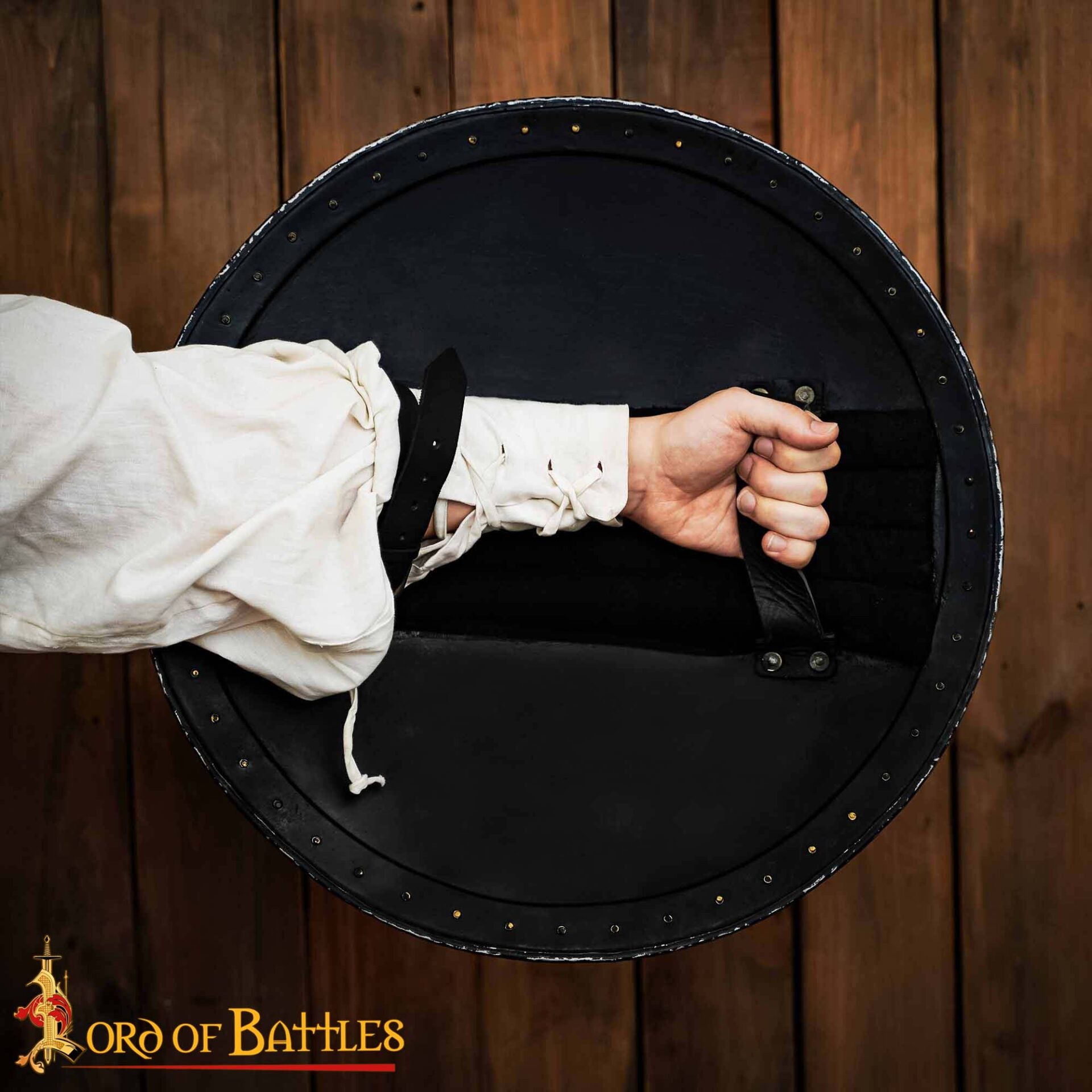 Rodella Escudo Redondo de Acero, 16 Gauge Medieval Buckler con Remaches de Latón - Larp, Stage Combat & Display - Imagen 7