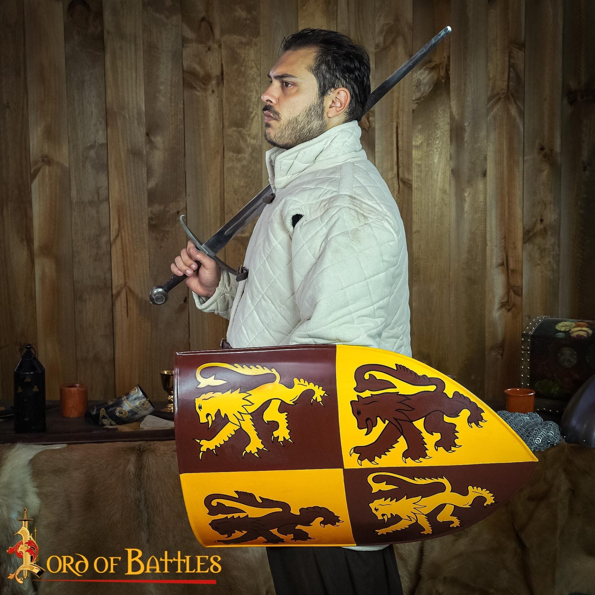 Imagen única de: Escudo Galés Decorativo con León Rampante Escudo de Armas de Owain Glyndwr