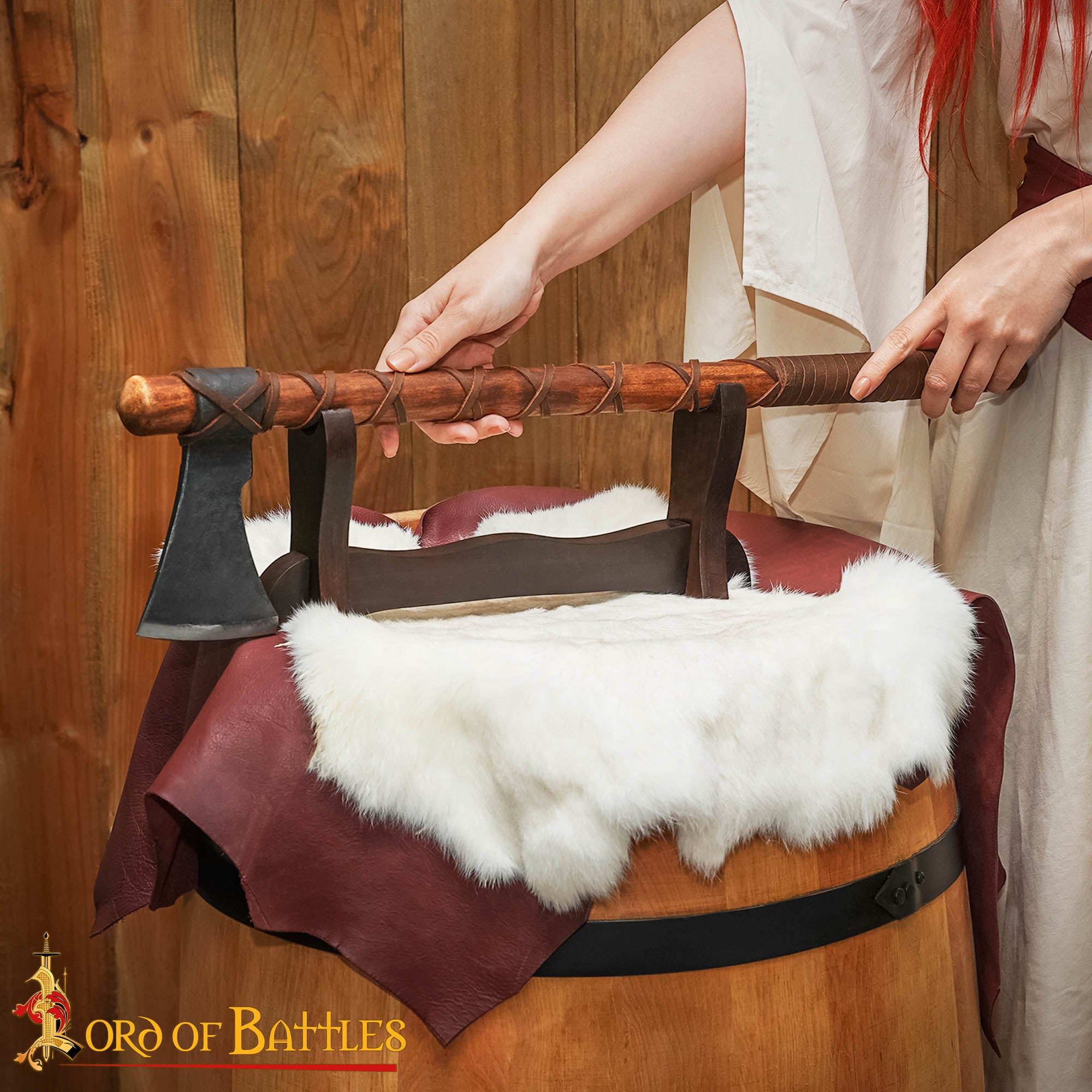 Expositor de Espadas Medievales de Madera de Un Solo Nivel con Fieltro de Terciopelo - Imagen 14