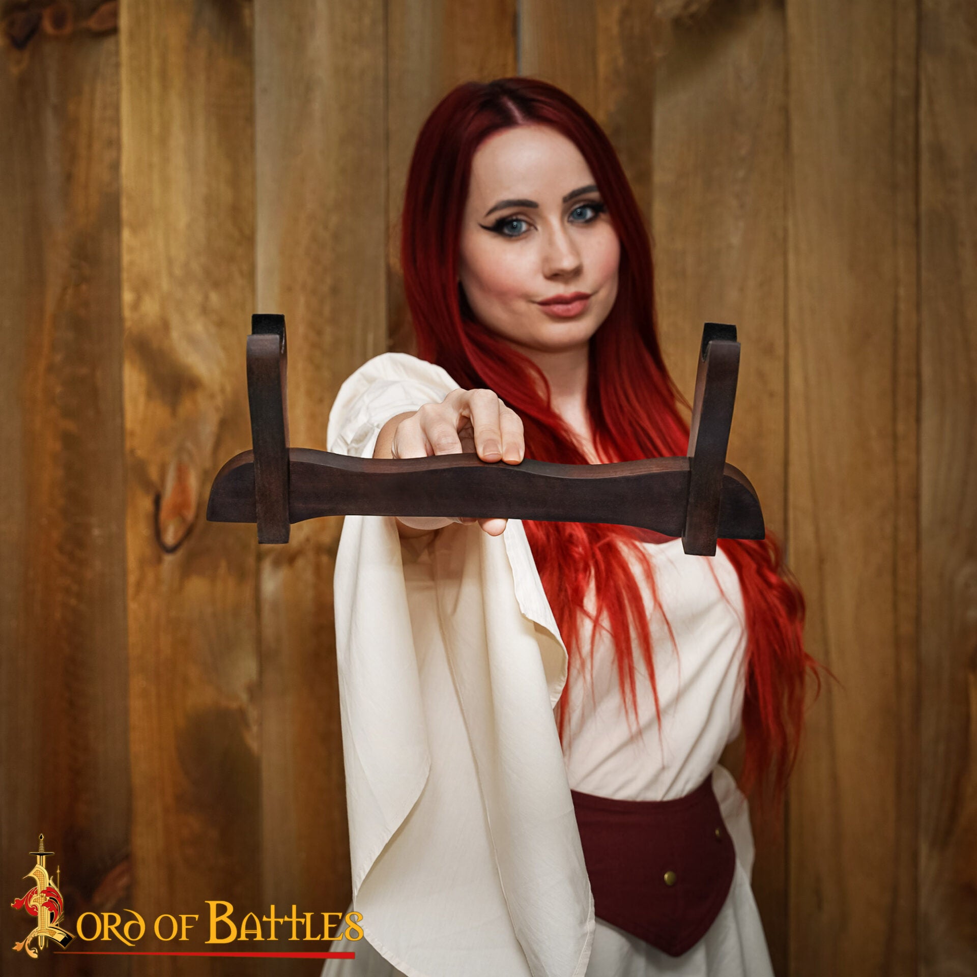 Expositor de Espadas Medievales de Madera de Un Solo Nivel con Fieltro de Terciopelo - Imagen 18