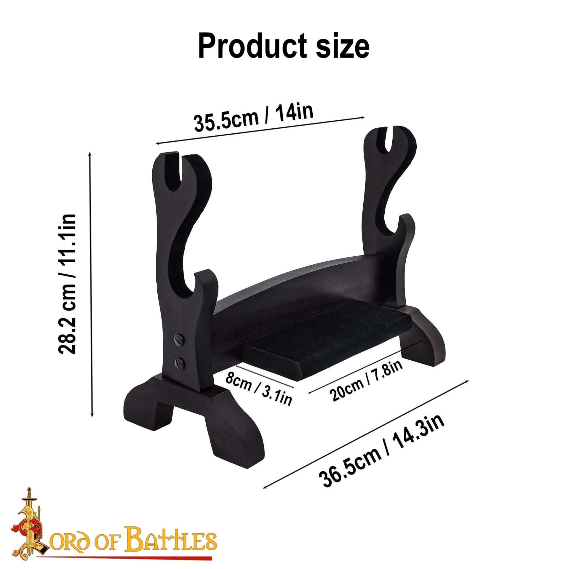 Imagen única de: Soporte para Hacha/espada de Dos Niveles Hecho a Mano en Auténtica Madera Dura