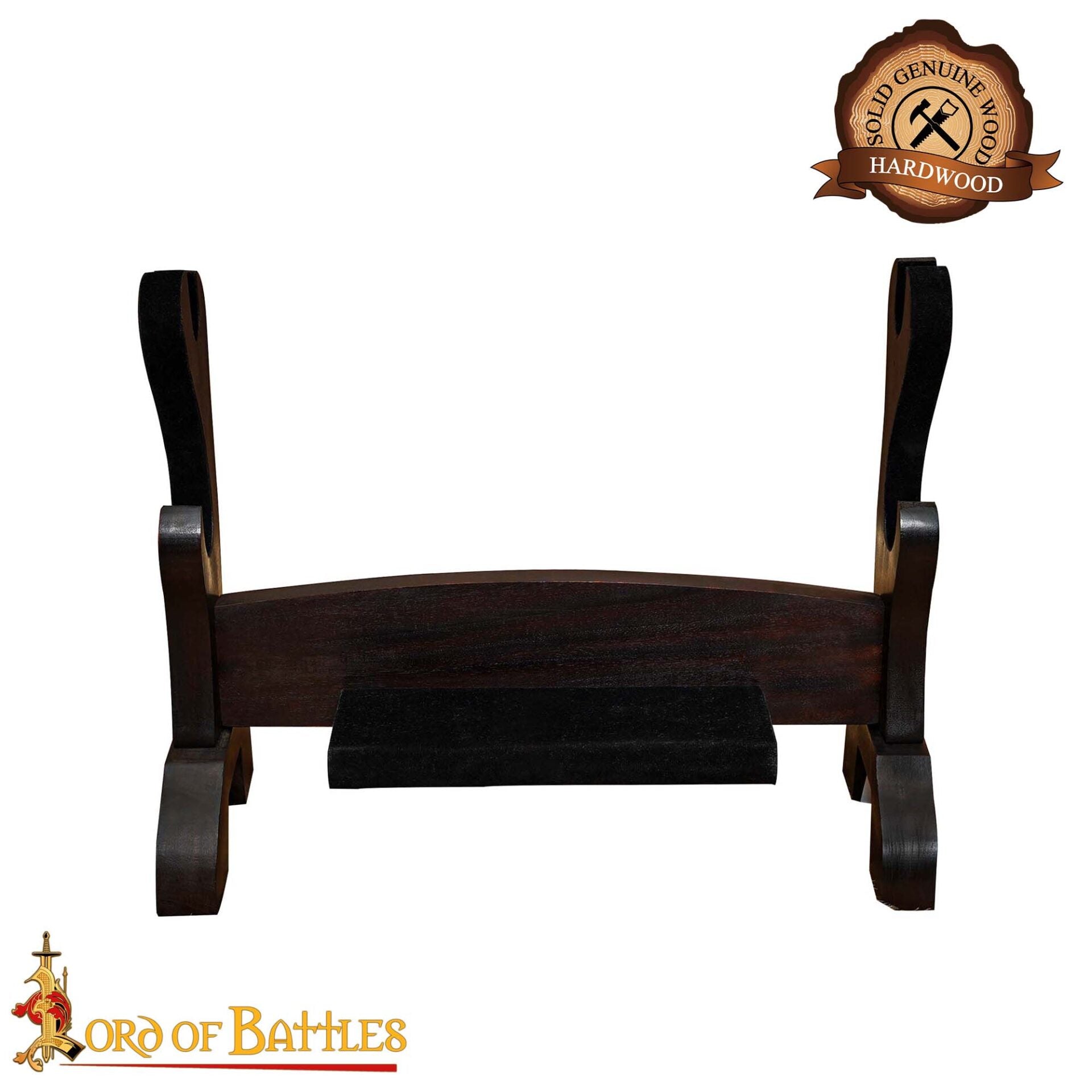 Imagen única de: Soporte para Hacha/espada de Dos Niveles Hecho a Mano en Auténtica Madera Dura
