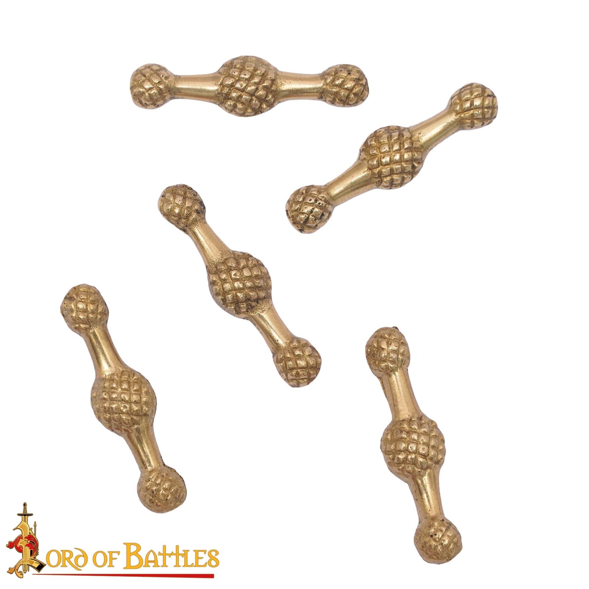 Juego de 5 Monturas Decorativas Medievales de Latón Macizo - Imagen 3