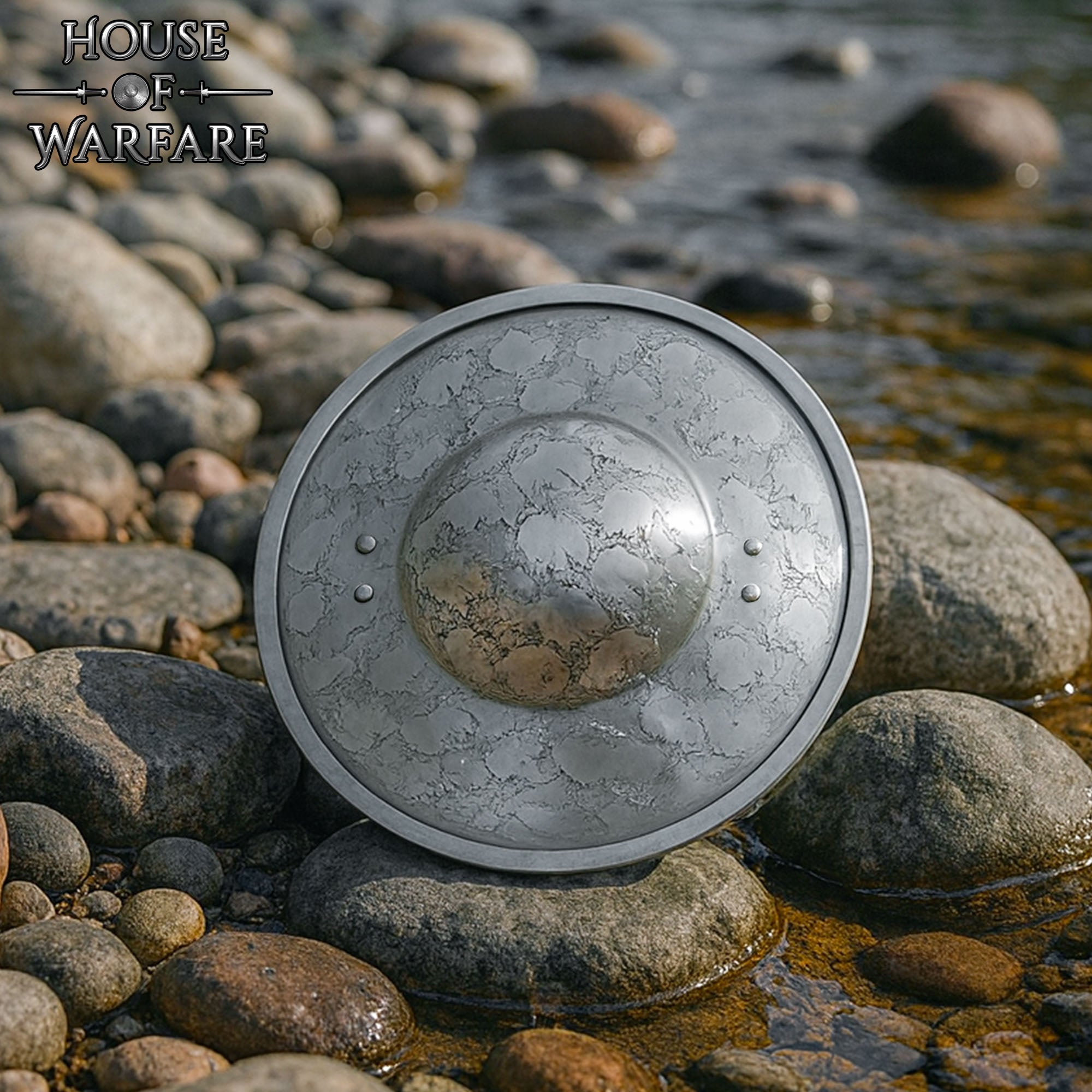 Escudo Hebilla Medieval de Acero con Mango Remachado y Bordes Enrollados Larp & Combat Ready - Imagen 2