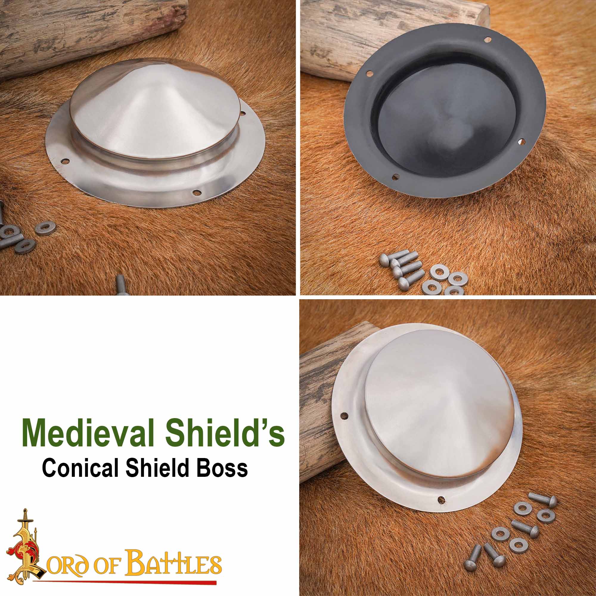 Imagen única de: Escudo Cónico Medieval Forjado a Mano Umbo