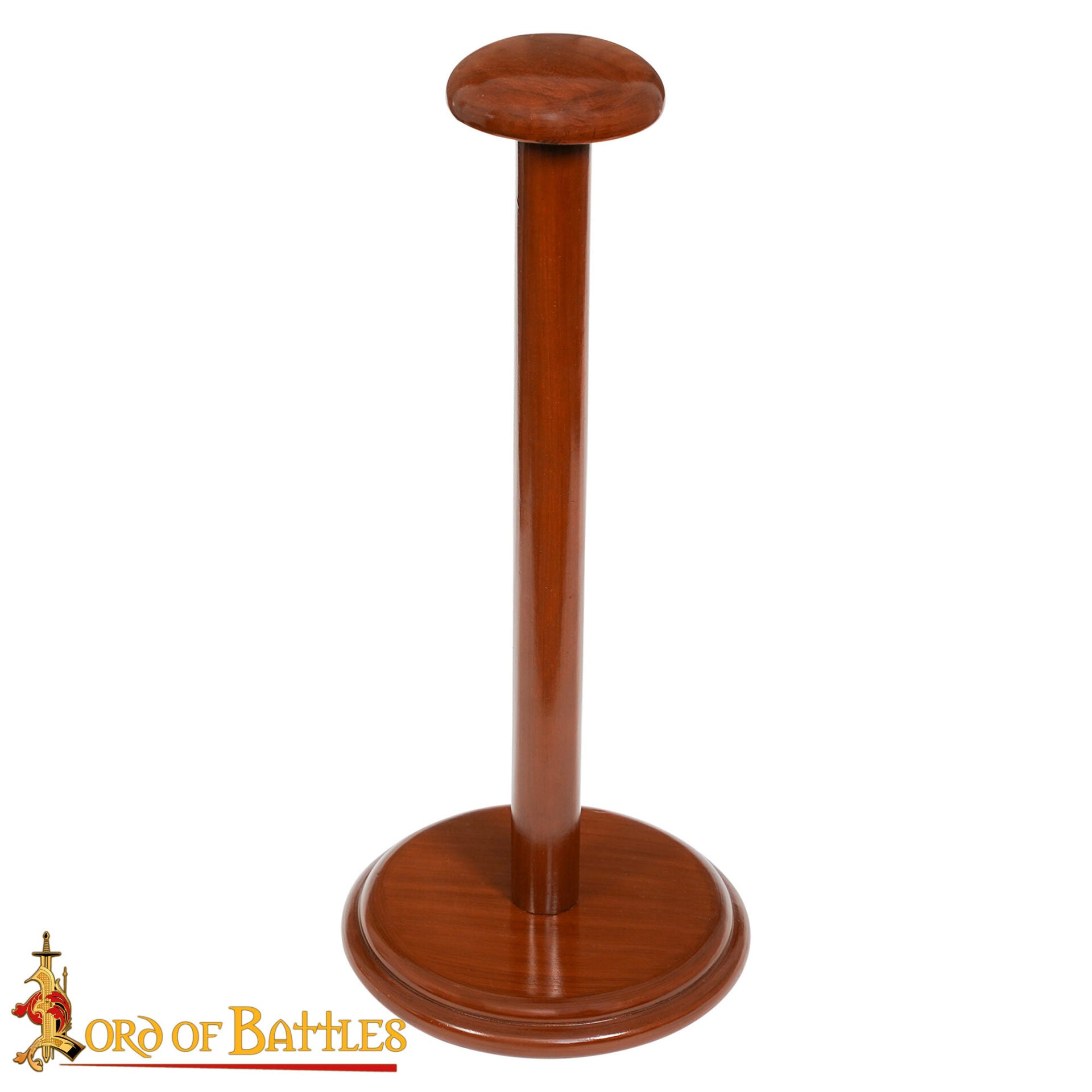 Imagen única de: Soporte para Casco Medieval de Madera - Acabado Nogal, Base Redonda