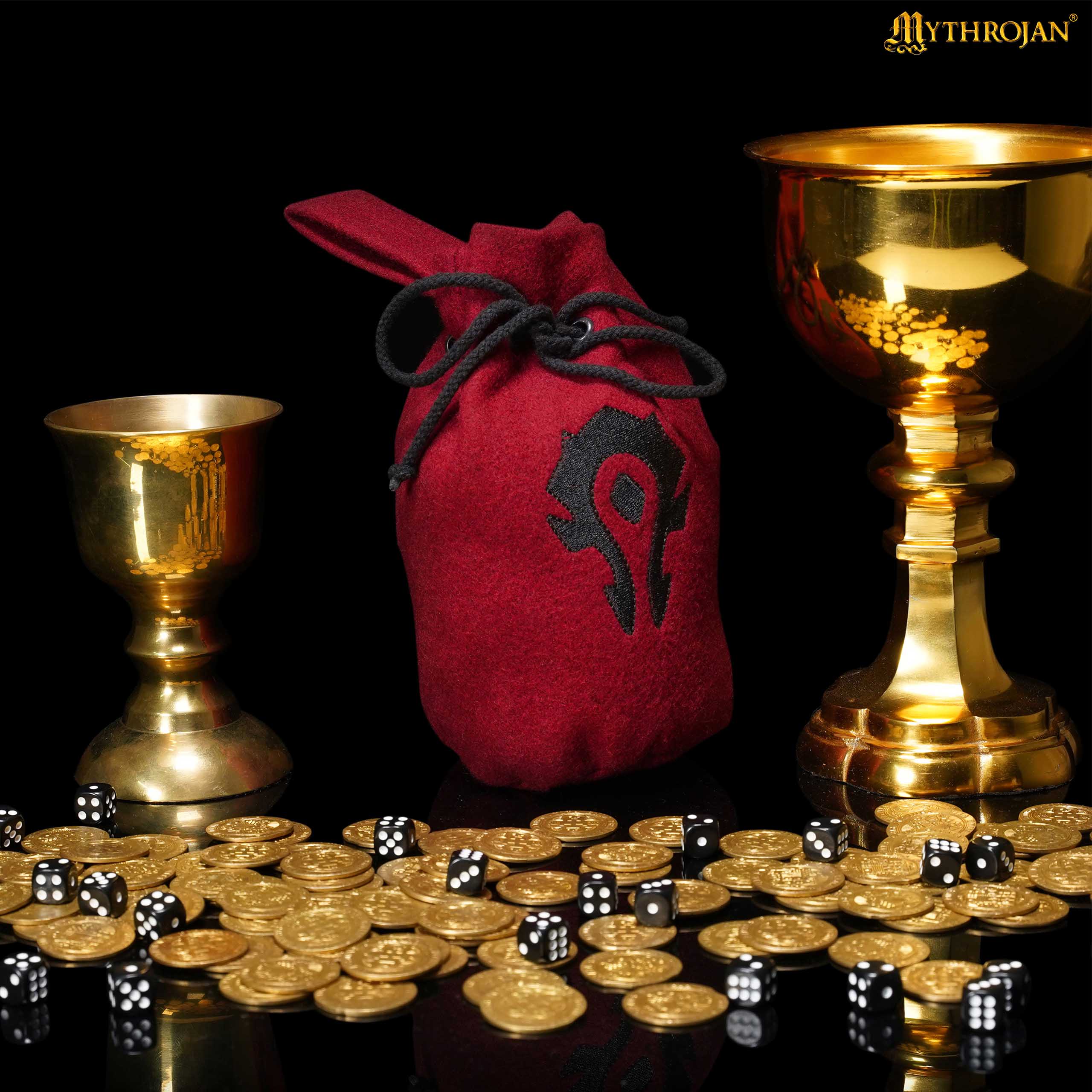 Imagen única de: Mythrojan "for The Horde" Bolsa de Lana con Cordón para Cinturón: Accesorio para Disfraces Monedero , Granate , 8" × 6.5"