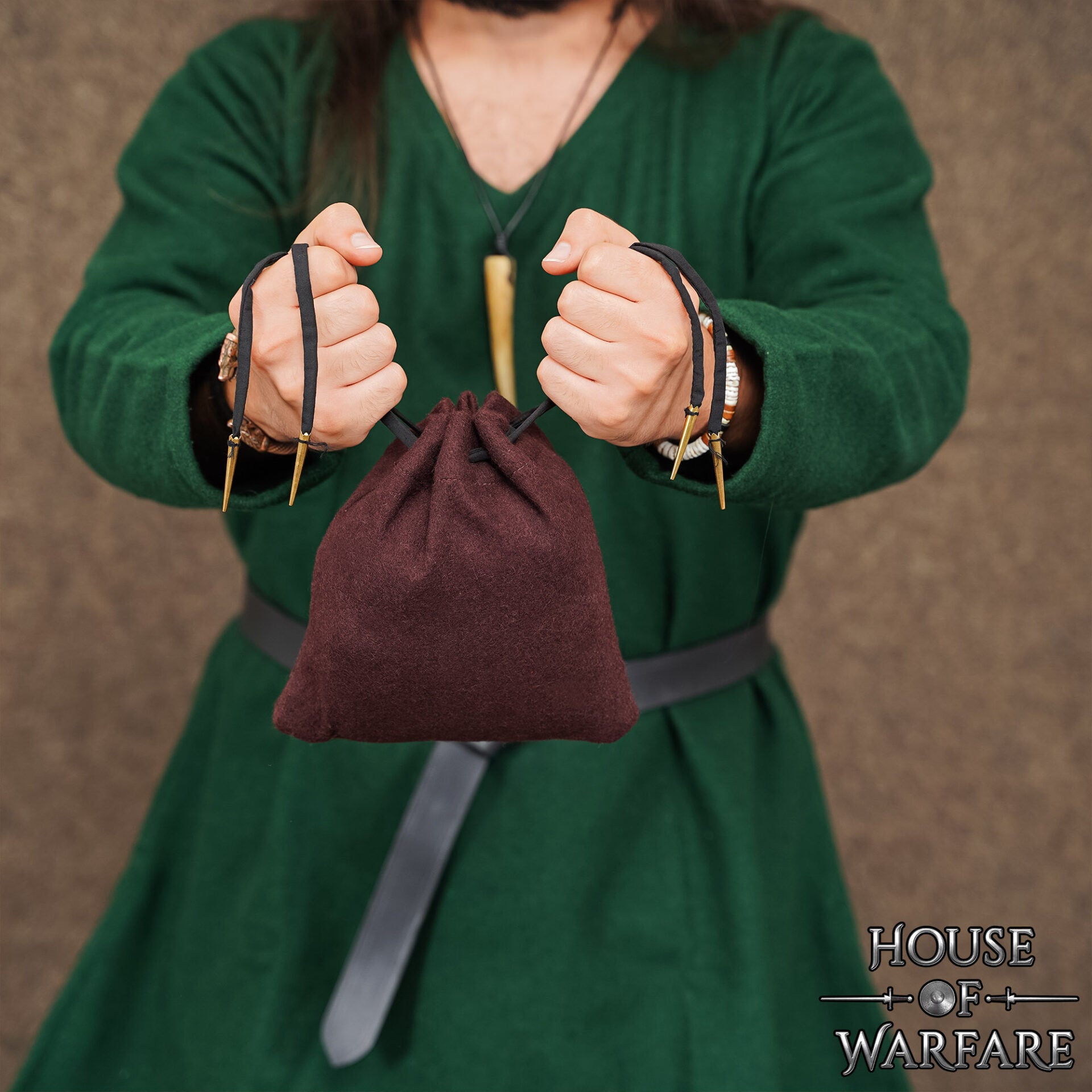 Imagen única de: Bolsa Medieval de Lana con Cordón Artesanal