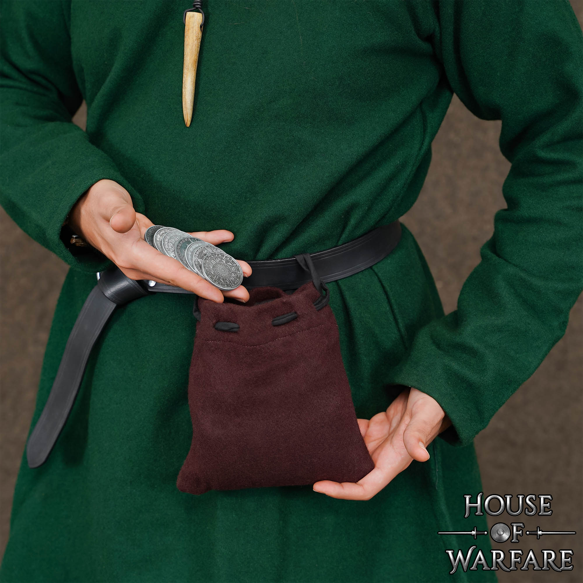 Imagen única de: Bolsa Medieval de Lana con Cordón Artesanal