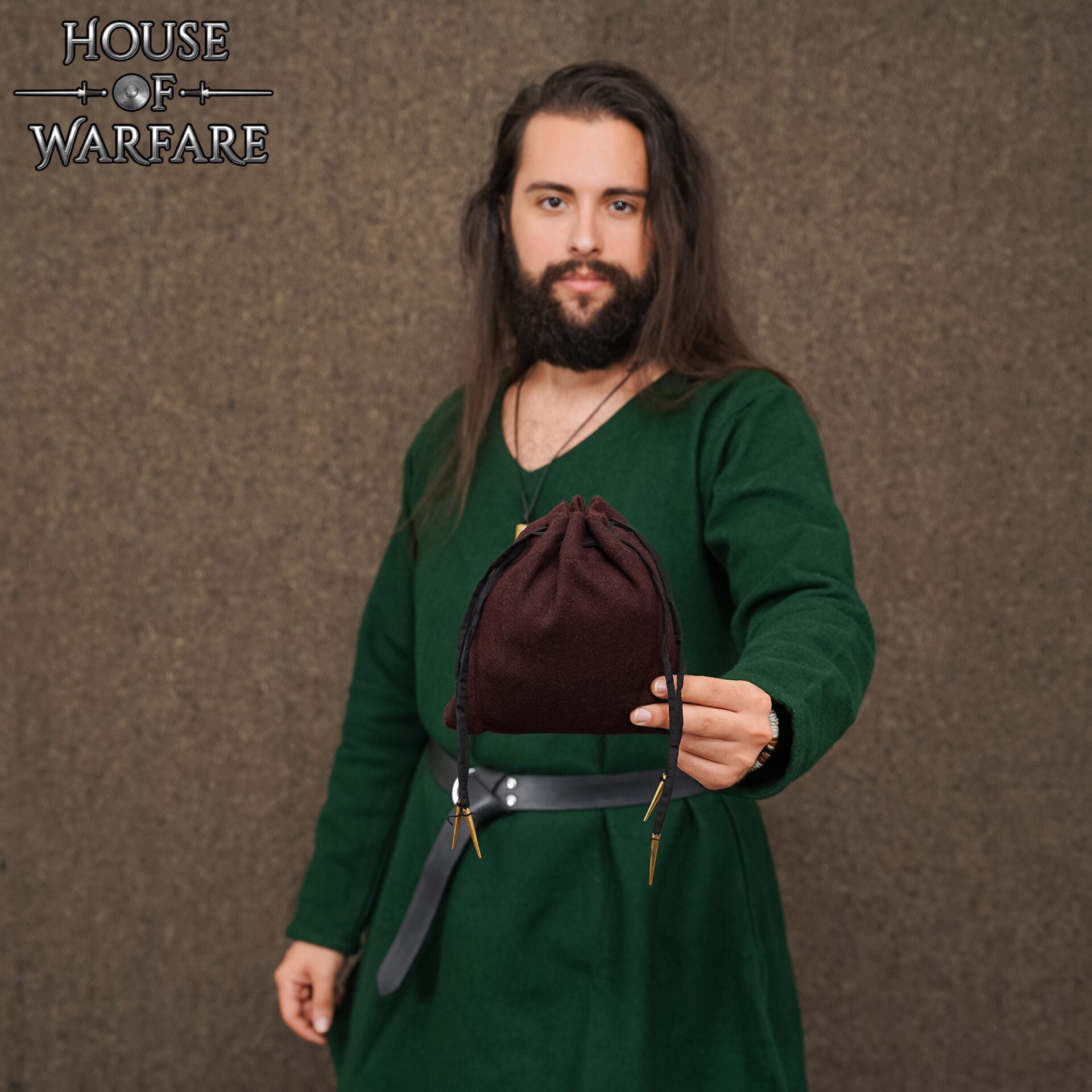 Imagen única de: Bolsa Medieval de Lana con Cordón Artesanal