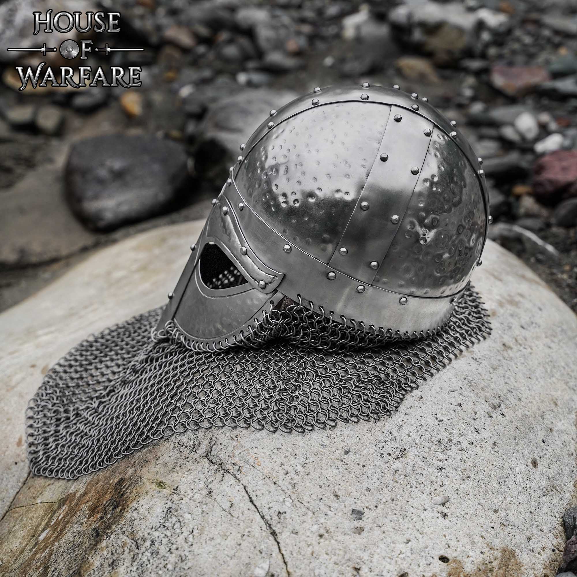 Imagen única de: Casco Vikingo Forjado con Camail Butted Calibre 18