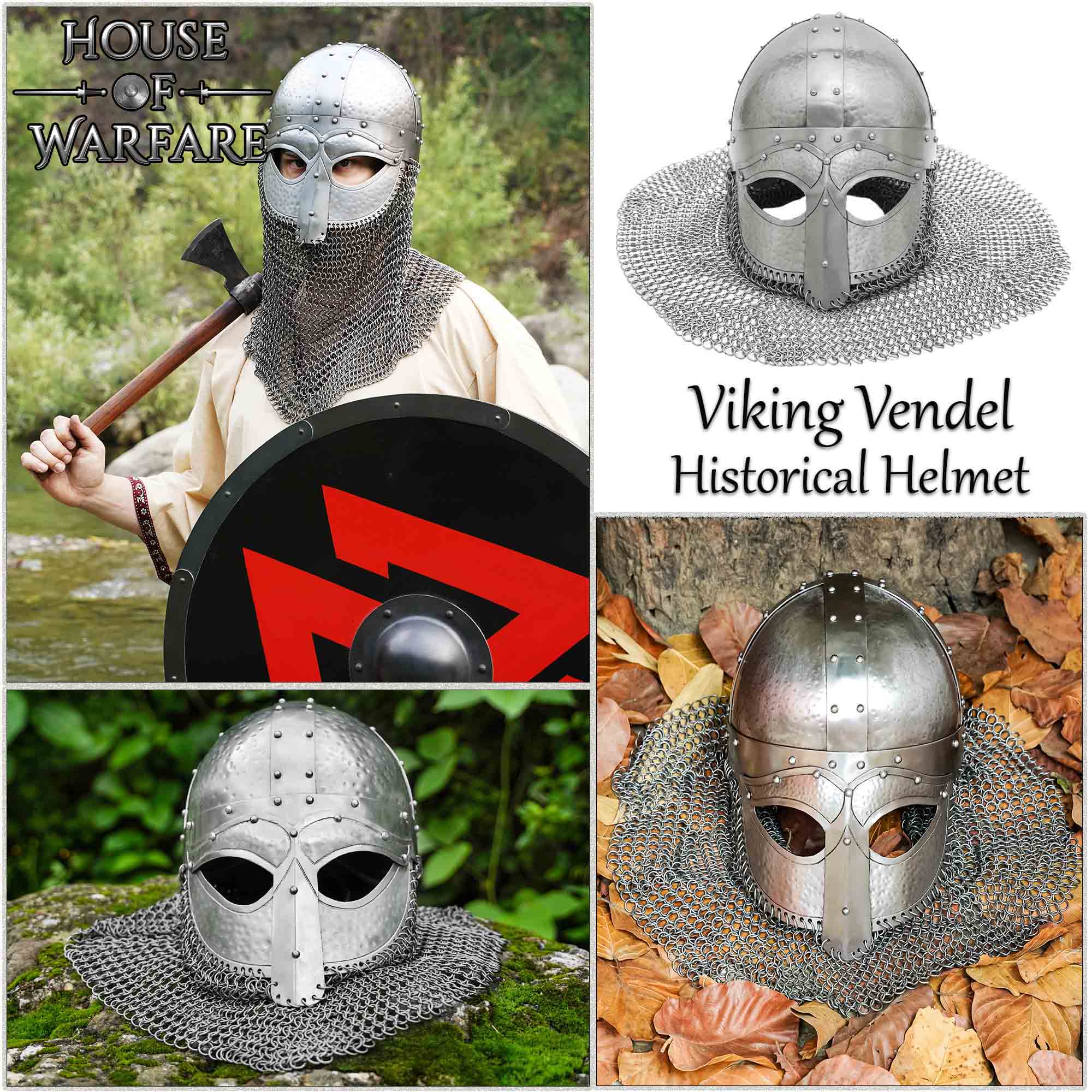 Imagen única de: Casco Vikingo Forjado con Camail Butted Calibre 18