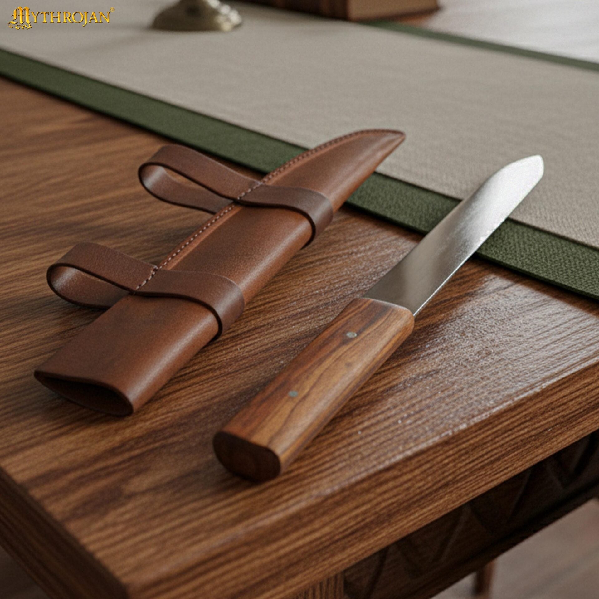 Cuchillo Seax Forjado a Mano - Hoja de Acero con Mango de Madera y Funda de Cuero - Imagen 7