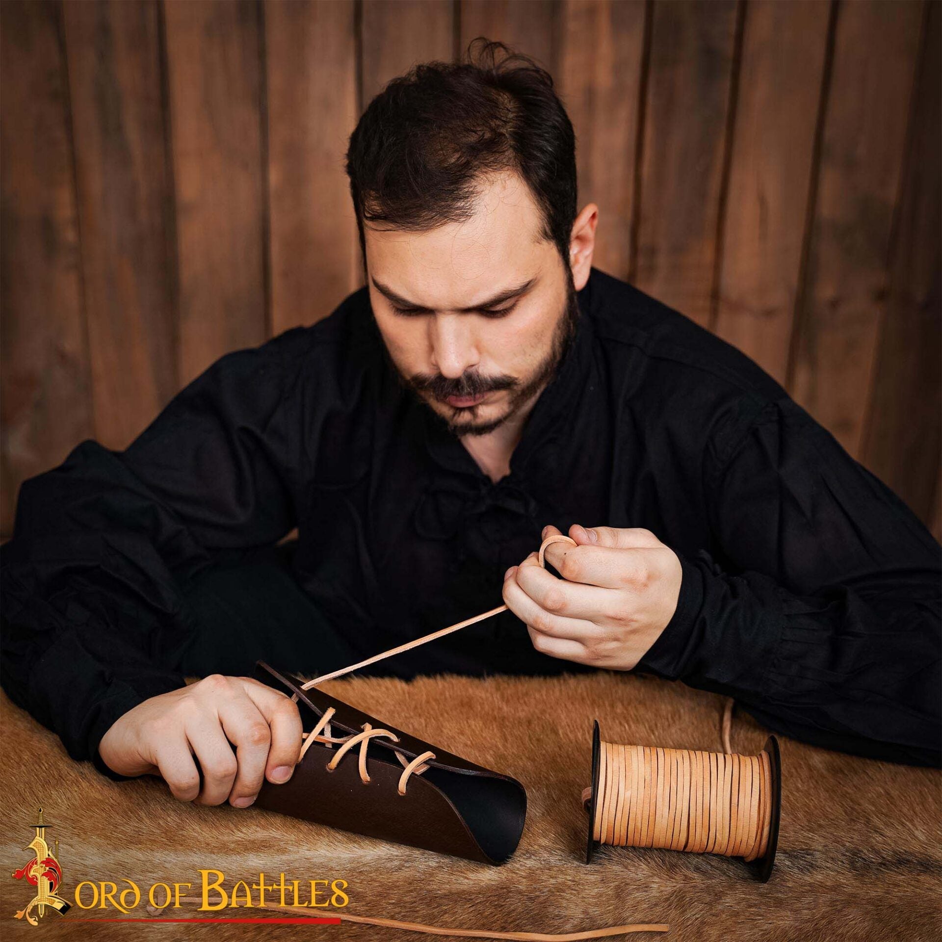 Imagen única de: Cordón Medieval de Cuero - Carrete de 50 Metros | Cuero Plano de Grano Entero de Curtido Vegetal