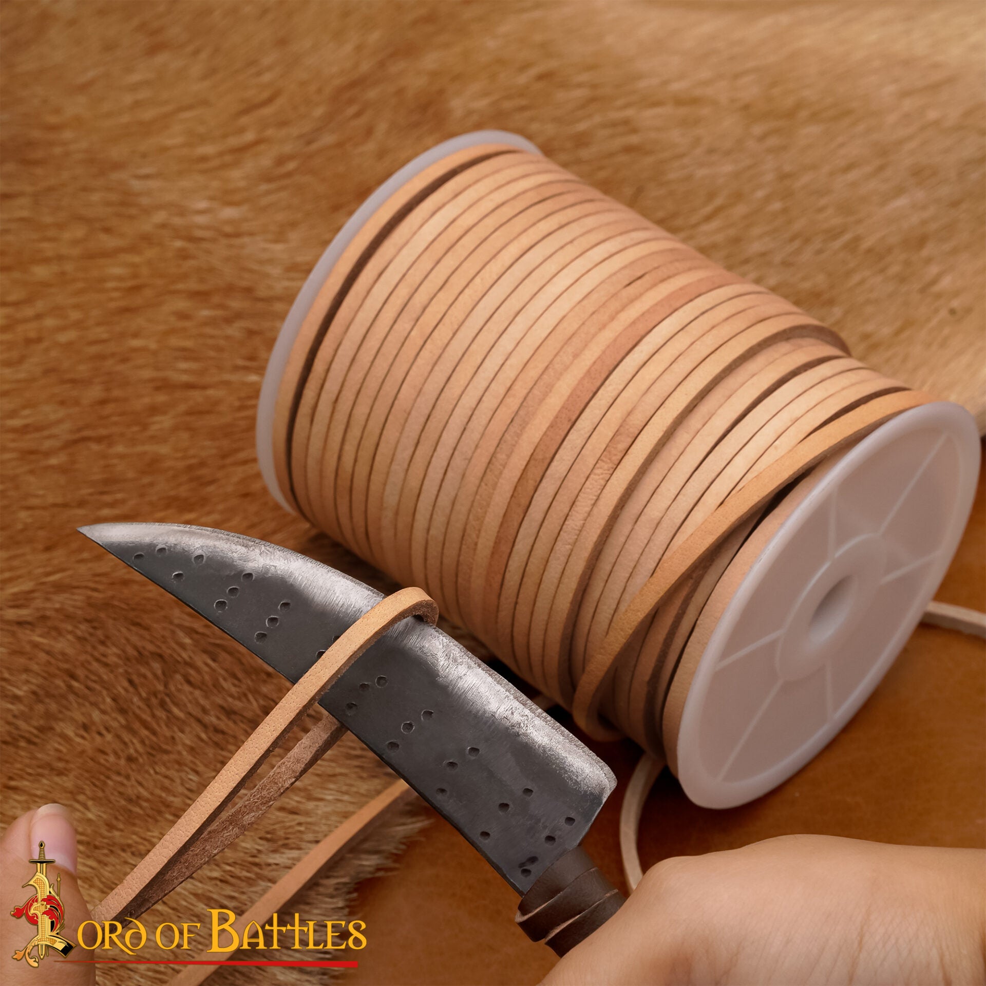 Imagen única de: Cordón Medieval de Cuero - Carrete de 50 Metros | Cuero Plano de Grano Entero de Curtido Vegetal