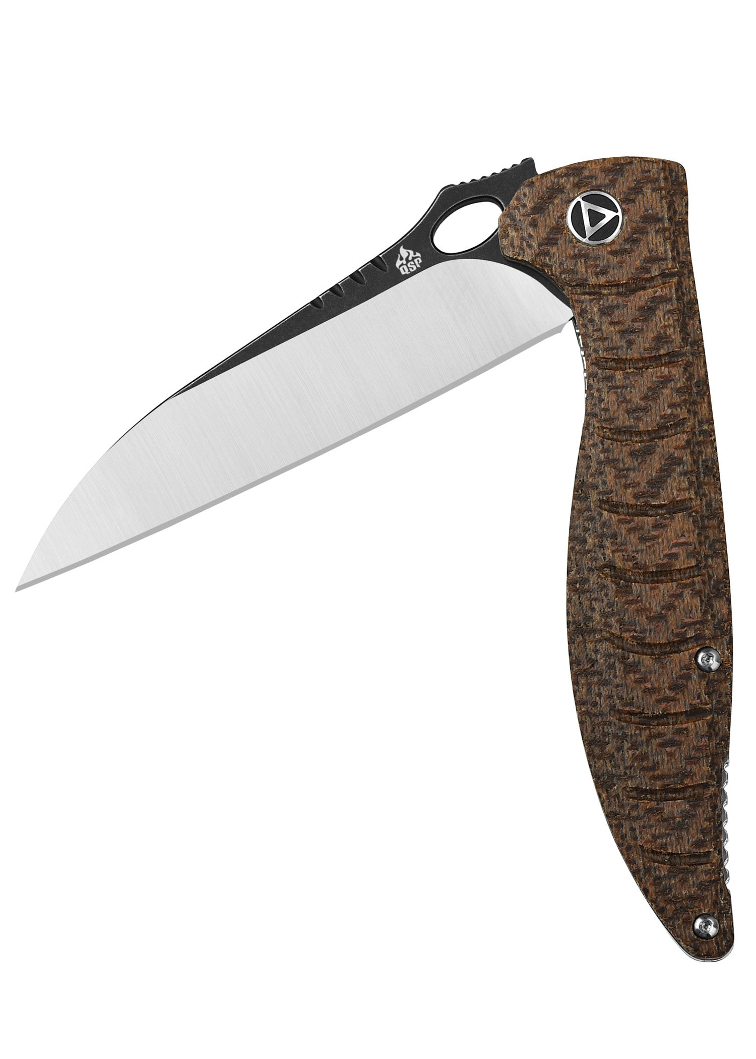 Imagen única de: Navaja Locust, Hoja Satinada Negra, Mango De Micarta Marrón