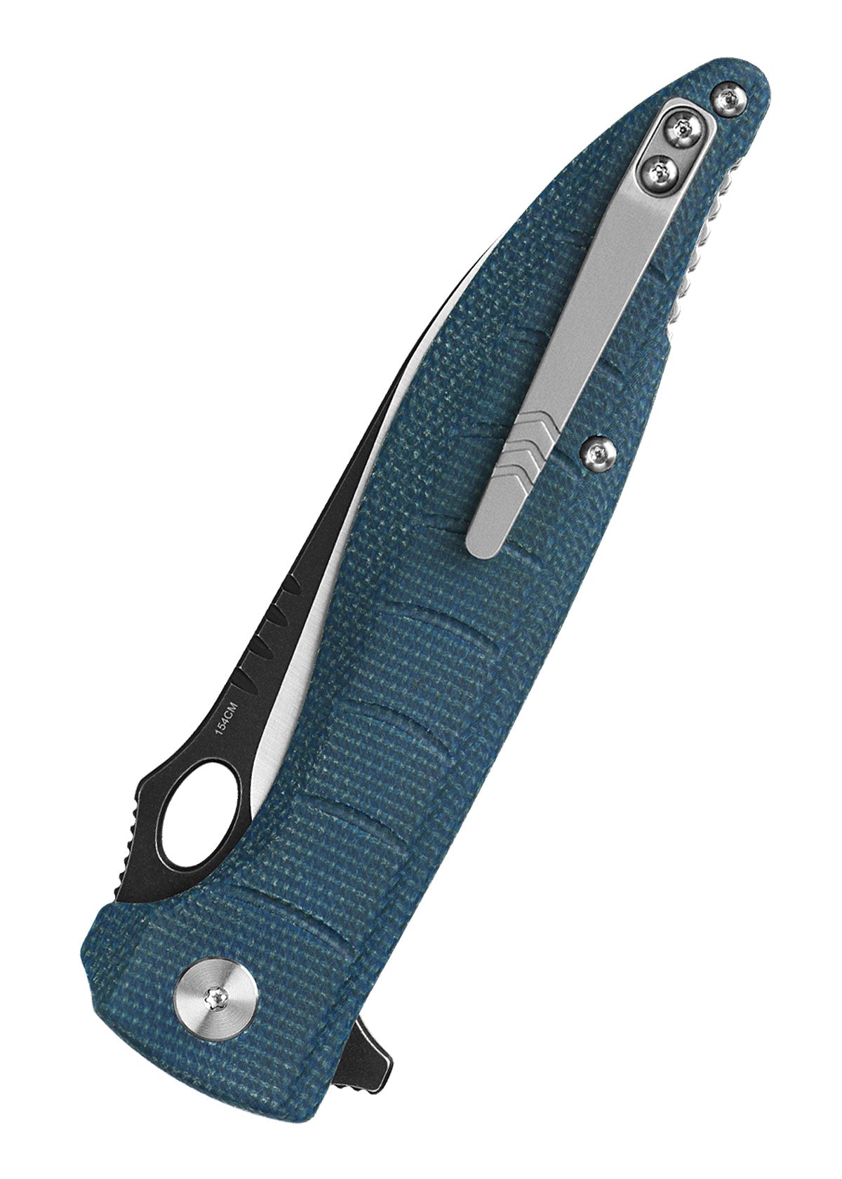 Imagen única de: Navaja Locust, Hoja Satinada Negra, Mango De Micarta Azul