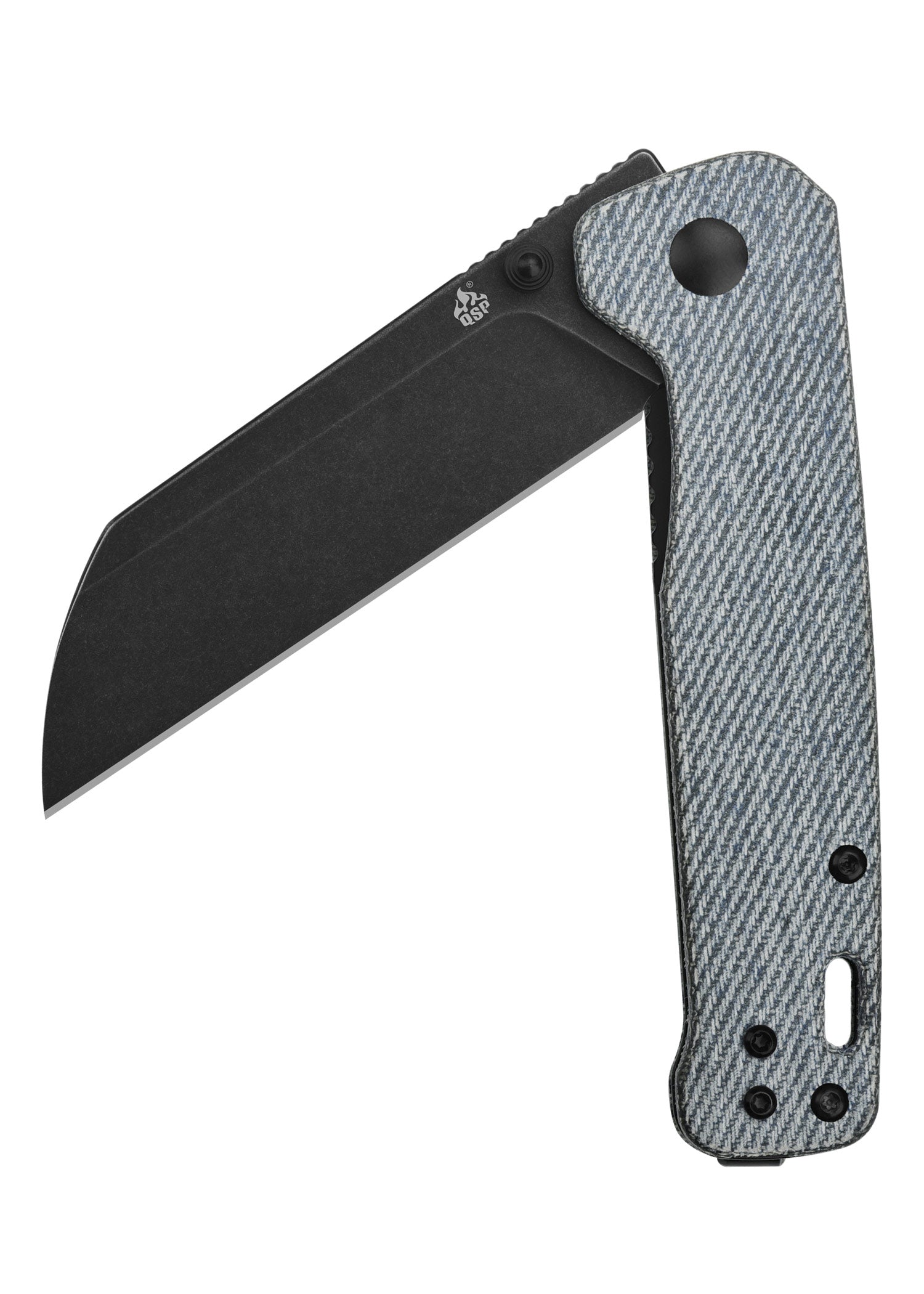 Imagen única de: Navaja Penguin, Hoja D2 Lavada A La Piedra Negra, Mango De Micarta Denim