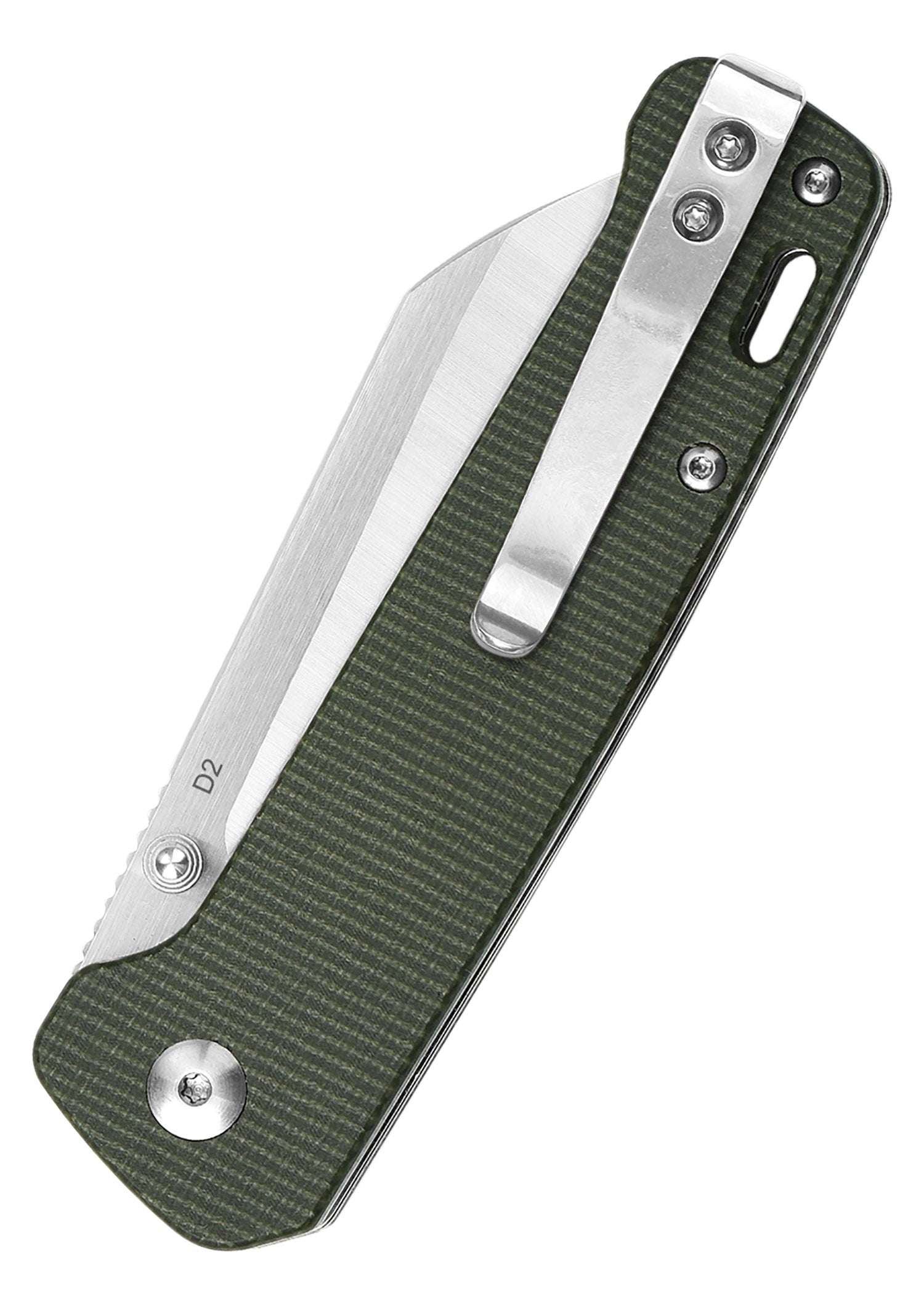 Imagen única de: Navaja Penguin, Hoja Satinada D2, Mango Micarta Verde