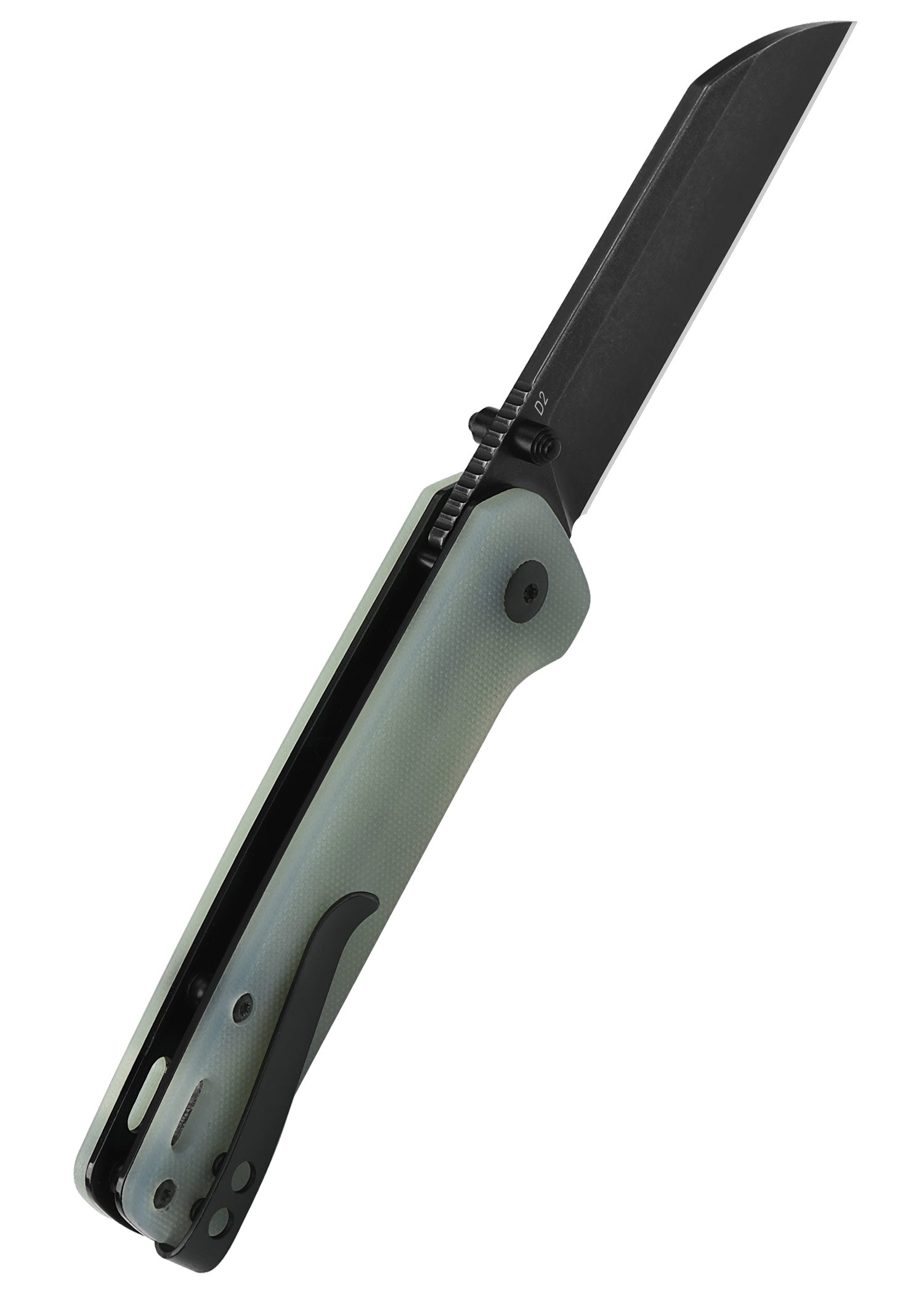 Imagen única de: Navaja De Bolsillo Penguin, Hoja D2 Lavada A La Piedra Negra, Mango Jade G10