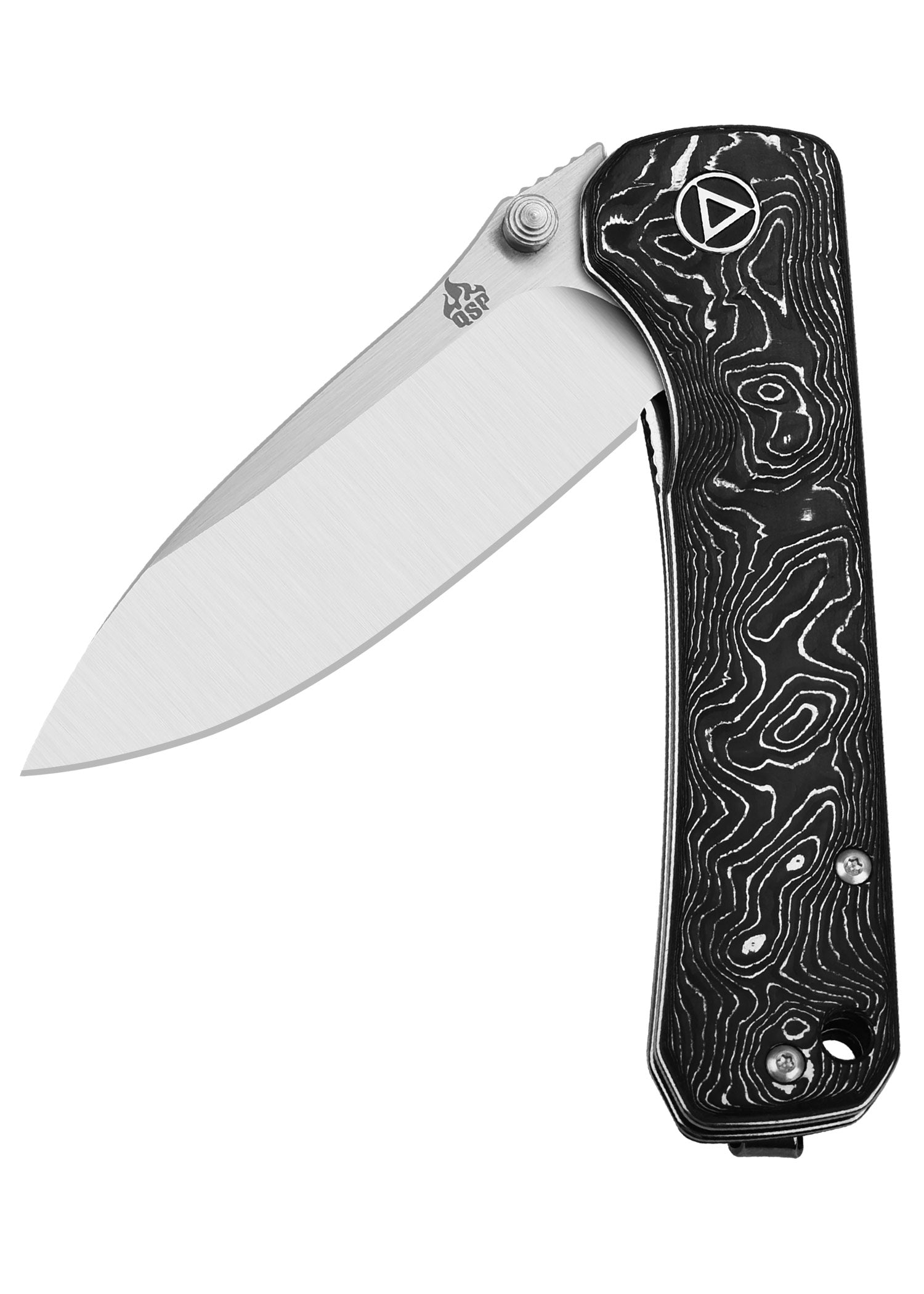 Imagen única de: Navaja Hawk, Hoja Satinada S35vn, Mango Cf De Lámina De Aluminio