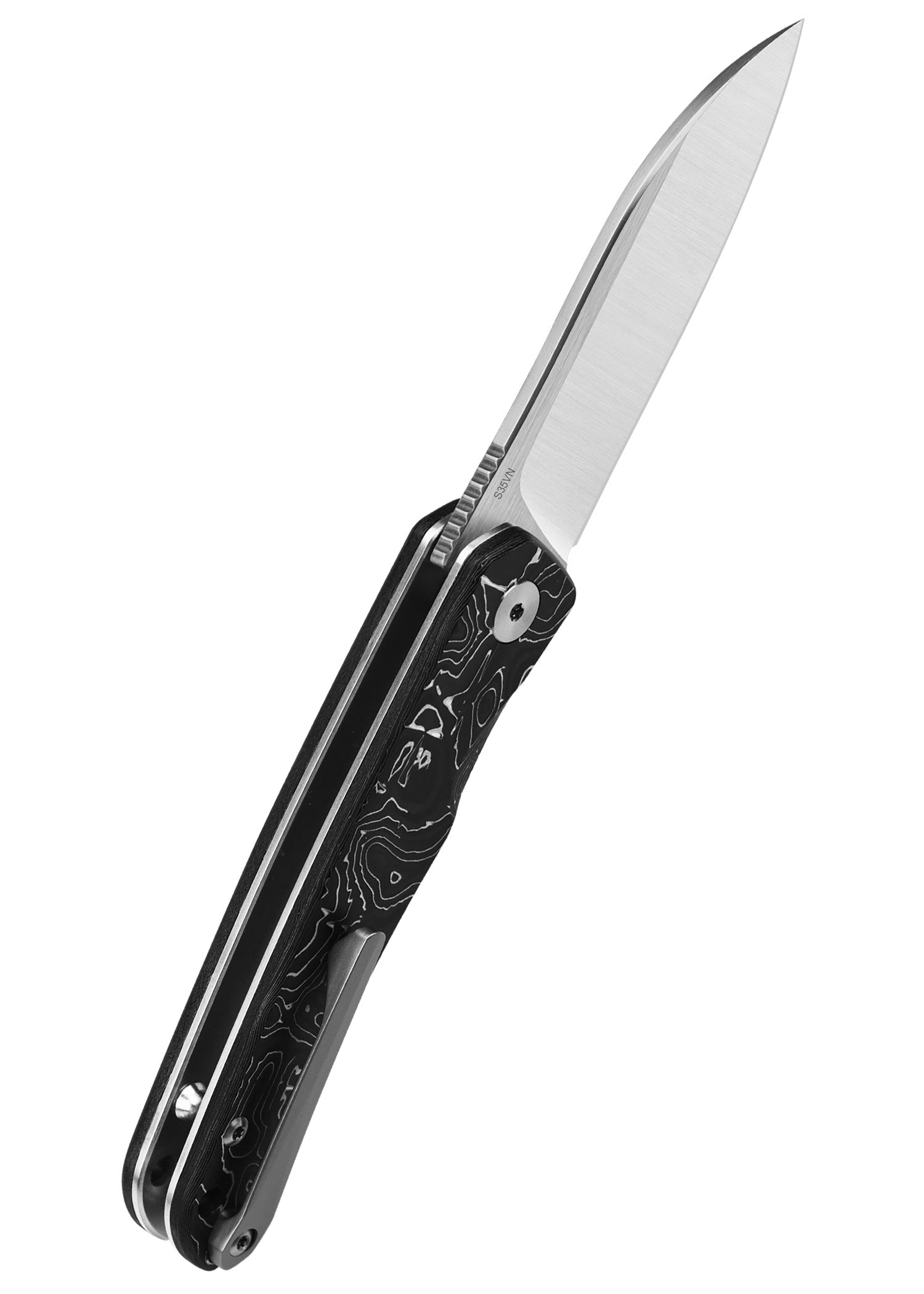 Imagen única de: Navaja Otter, Hoja Satinada S35vn, Mango Cf De Lámina De Aluminio