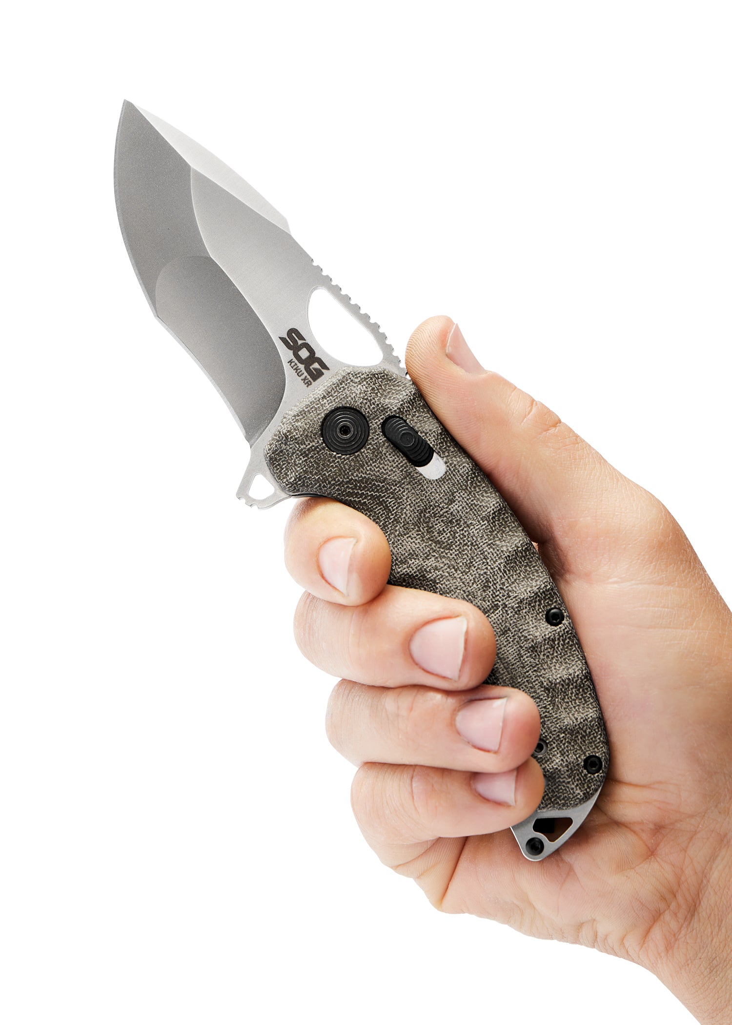 Imagen única de: Navaja Kiku Xr Acabado Satinado, Lino Micarta, Sog