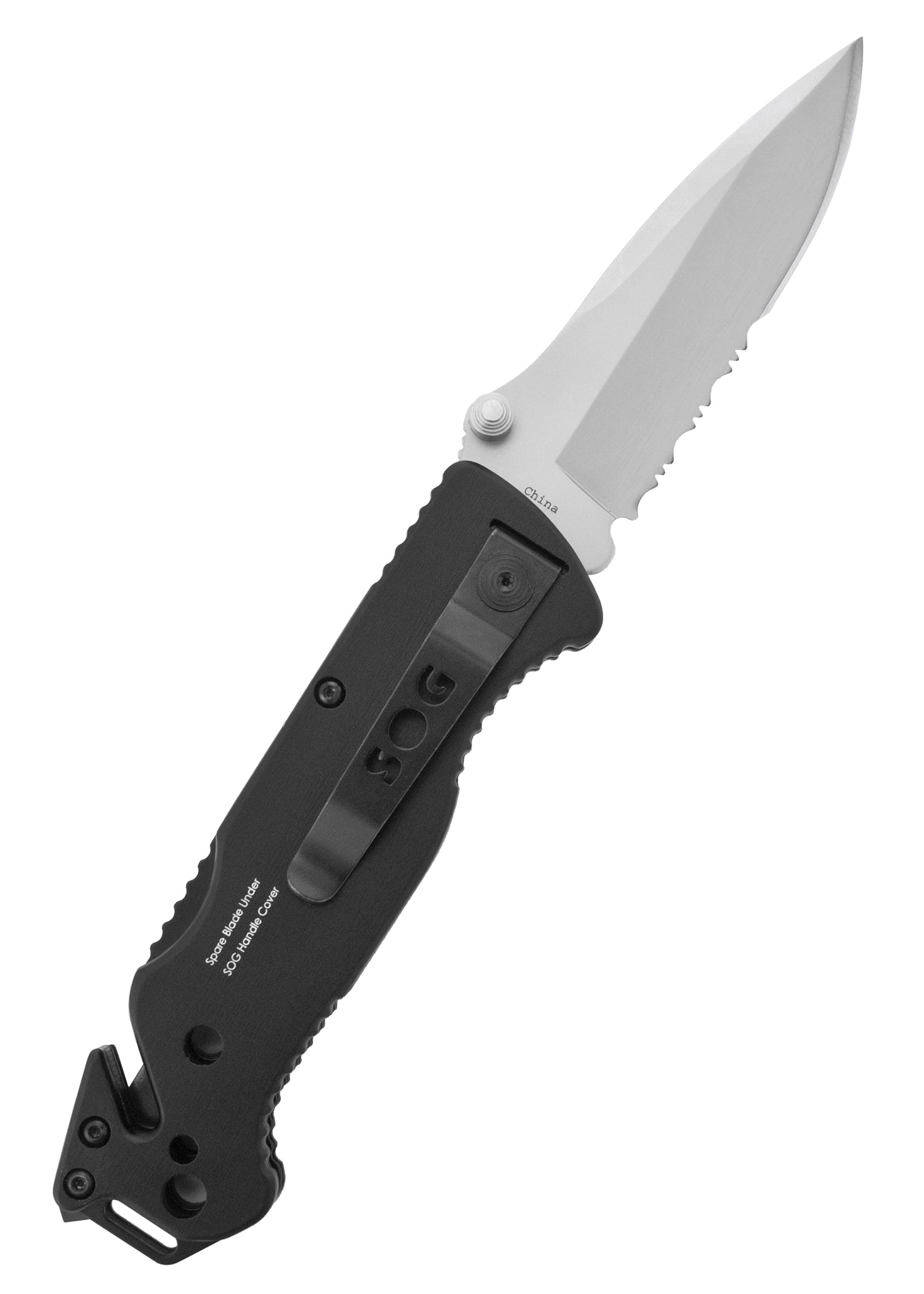 Imagen única de: Navaja Escape, Acabado Satinado, Parcialmente Dentada, Sog