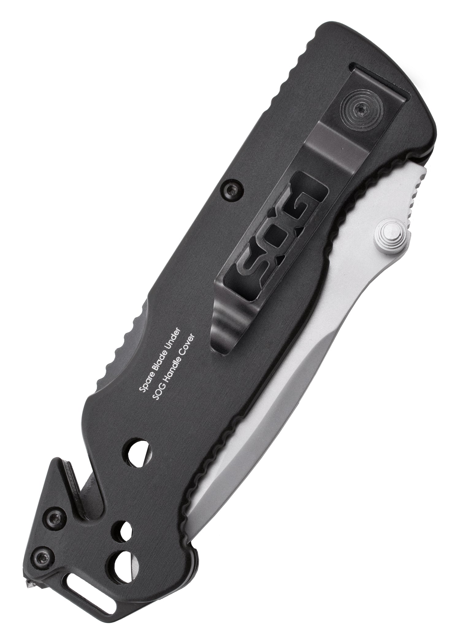 Imagen única de: Navaja Escape, Acabado Satinado, Parcialmente Dentada, Sog