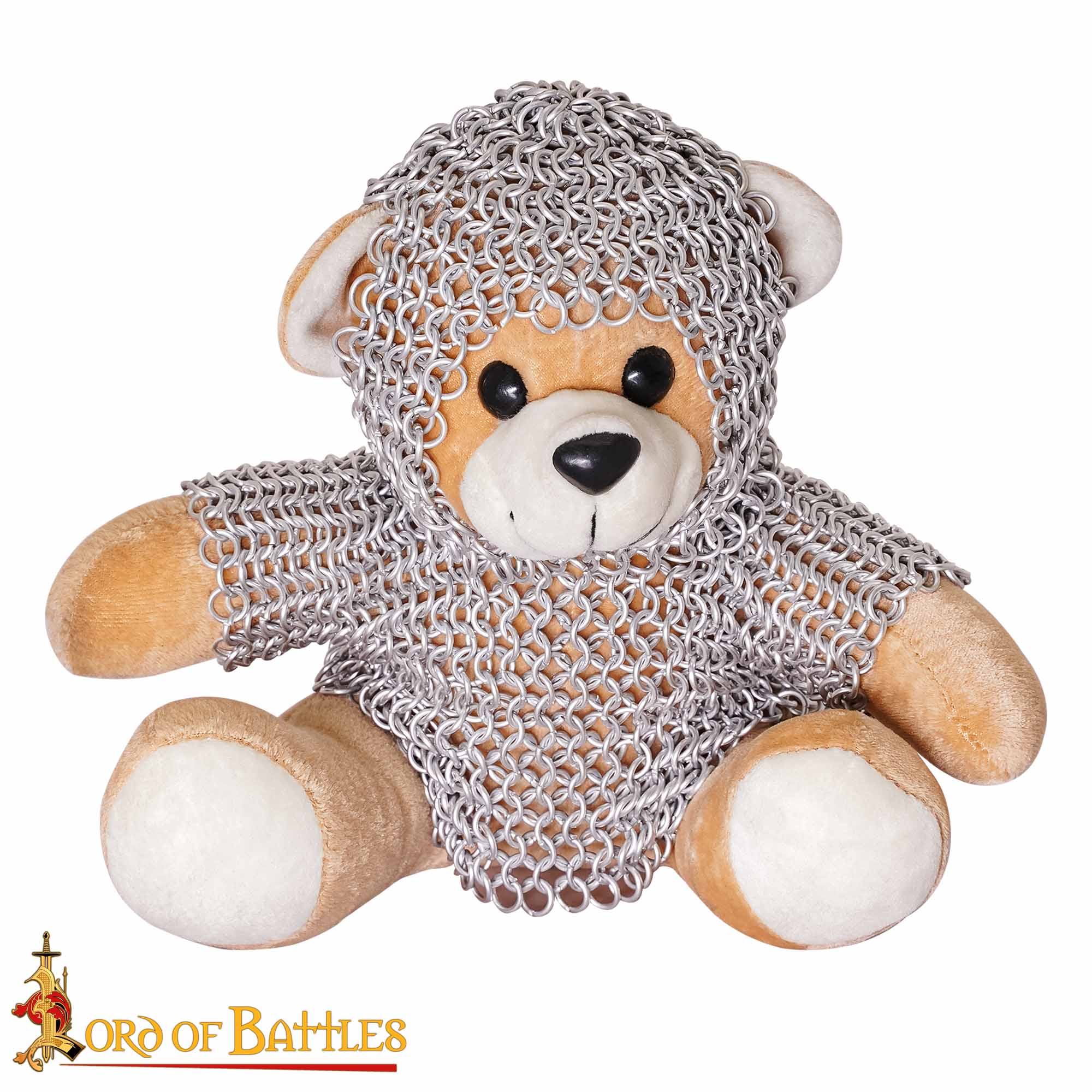 Imagen única de: Osito Caballero con Cota de Malla - Oso Guerrero con Cota de Malla de Aluminio Anodizado de 6 Mm 17g