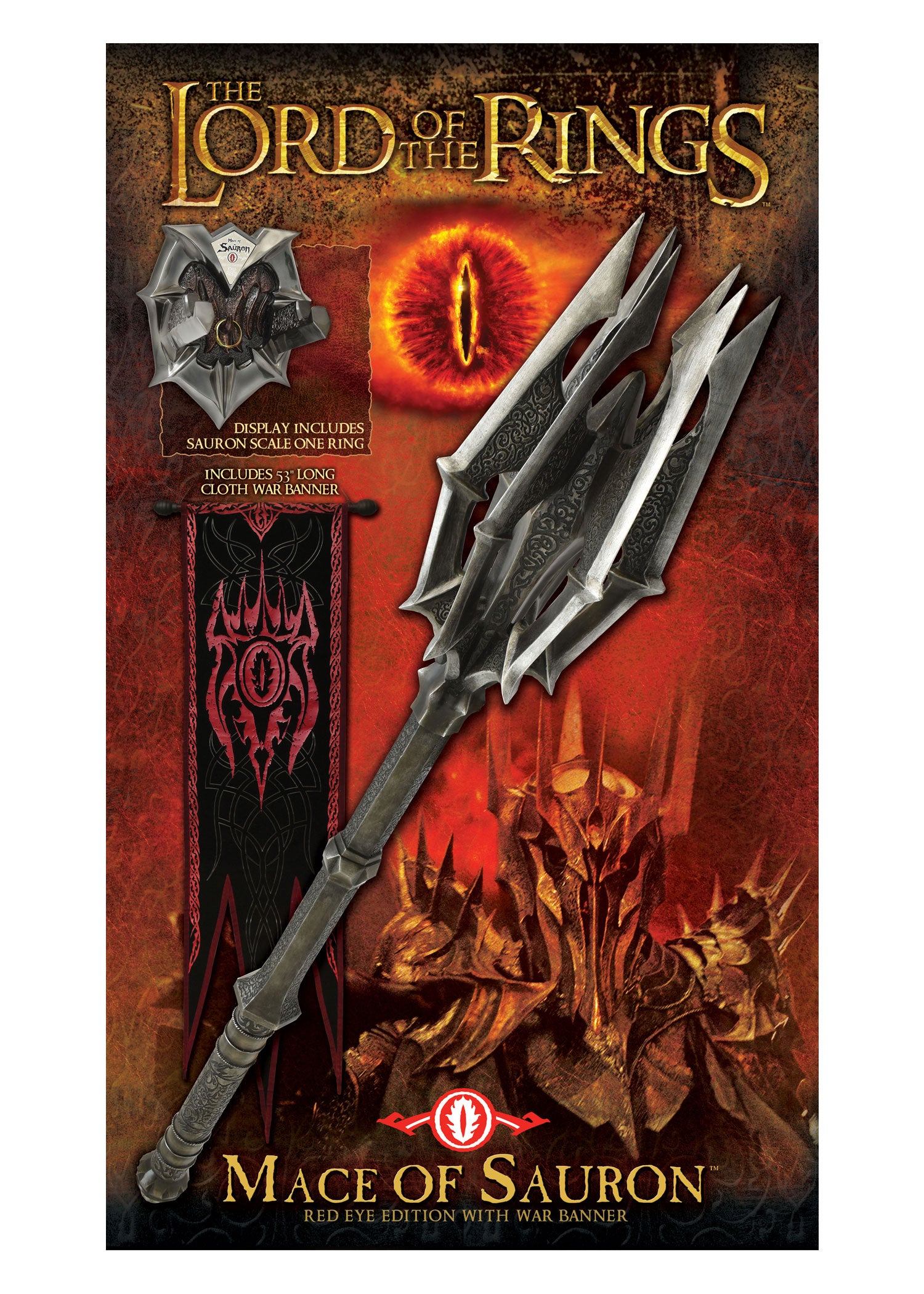 Imagen única de: El Señor De Los Anillos - Maza De Sauron Y El Anillo Único, Edición Ojos Rojos