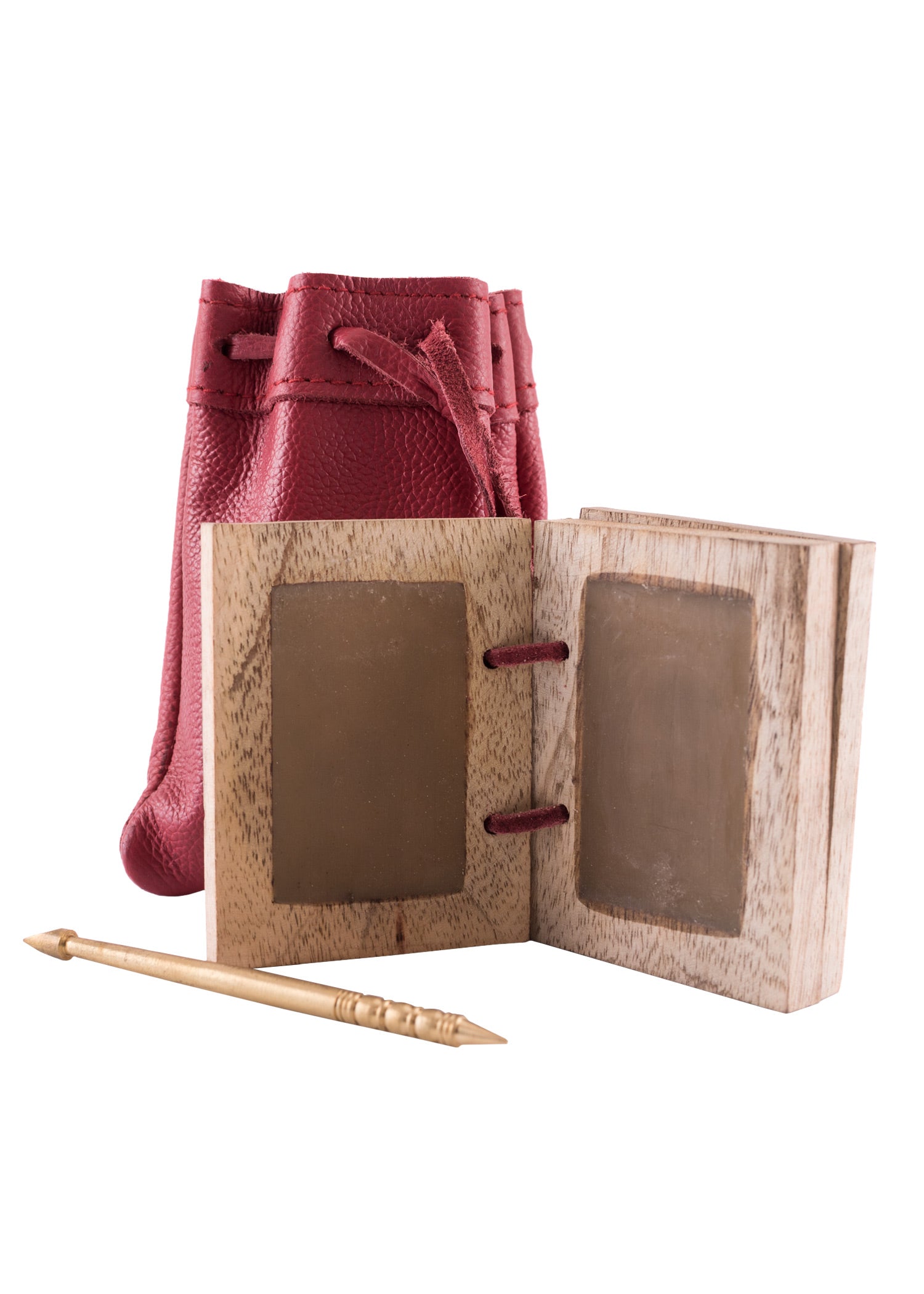 Imagen única de: Libro De Cera De Madera Con Lápiz De Latón Y Funda De Cuero.