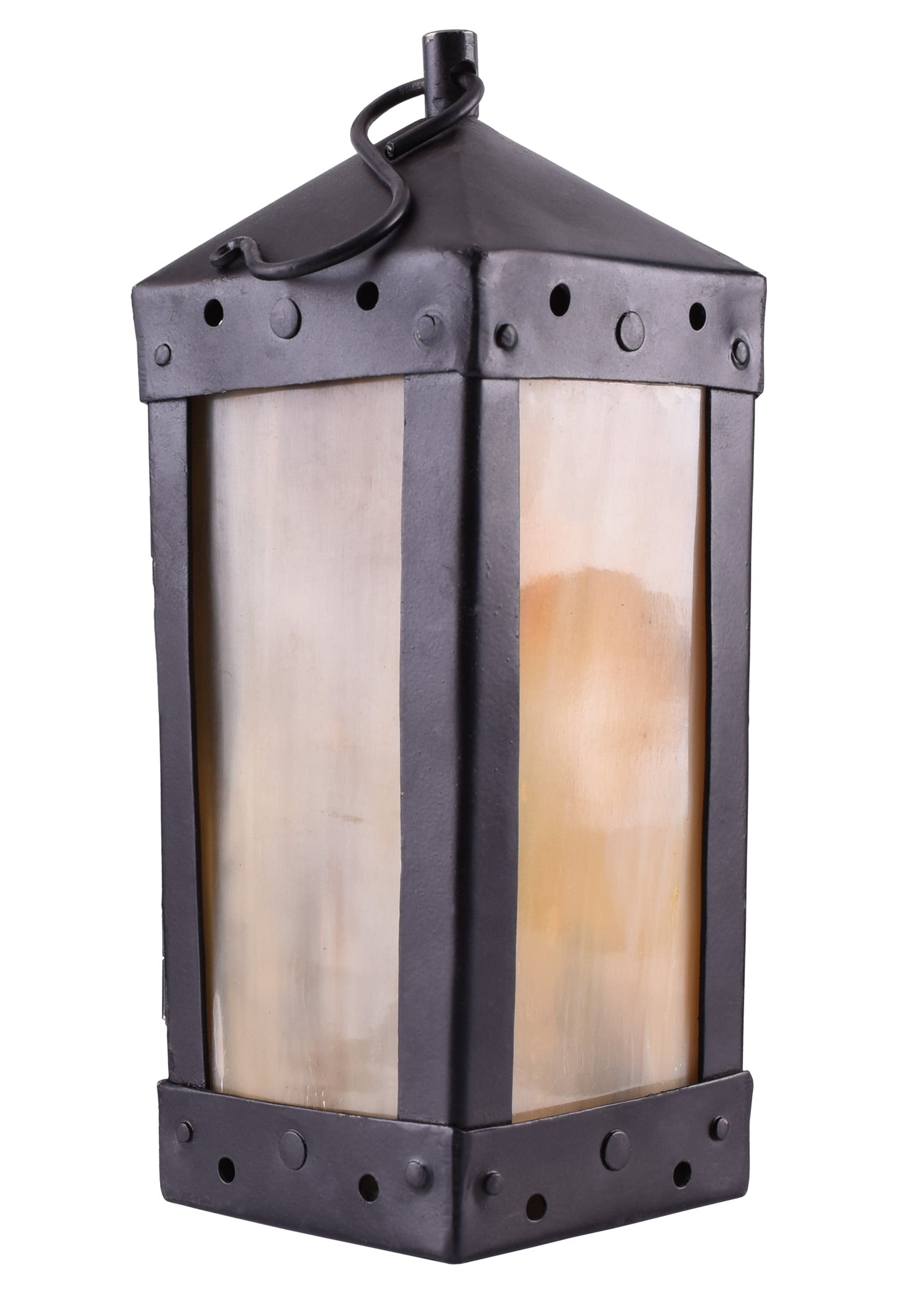 Imagen única de: Farol Medieval Cuadrado Con Ventanas De Cuerno, Hecho A Mano