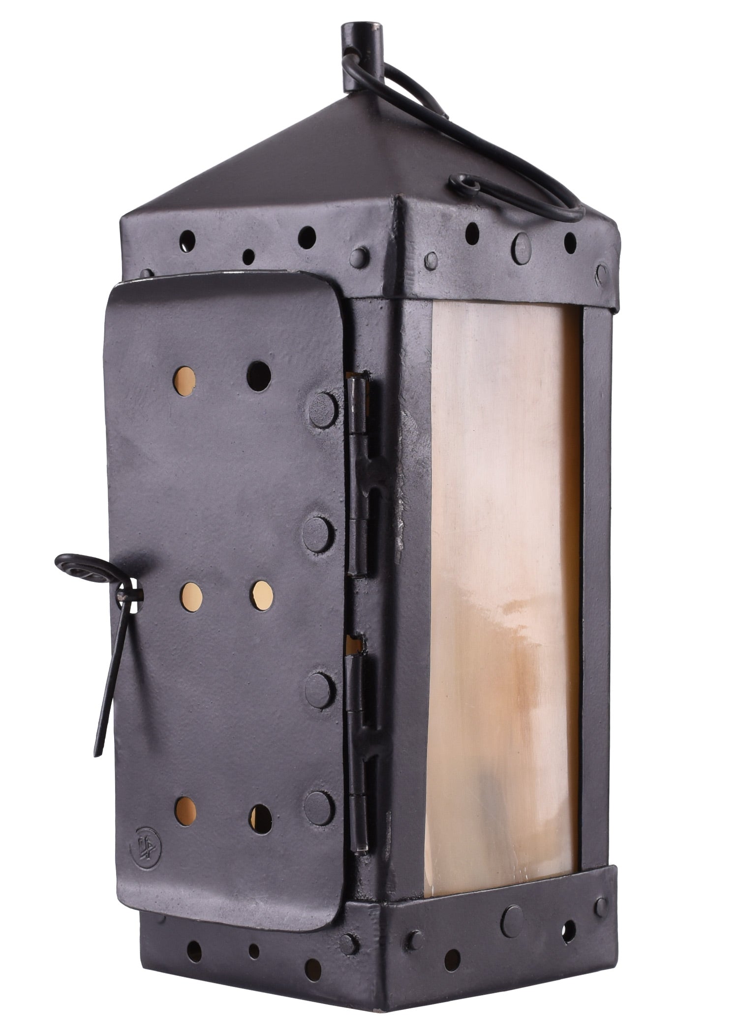 Imagen única de: Farol Medieval Cuadrado Con Ventanas De Cuerno, Hecho A Mano