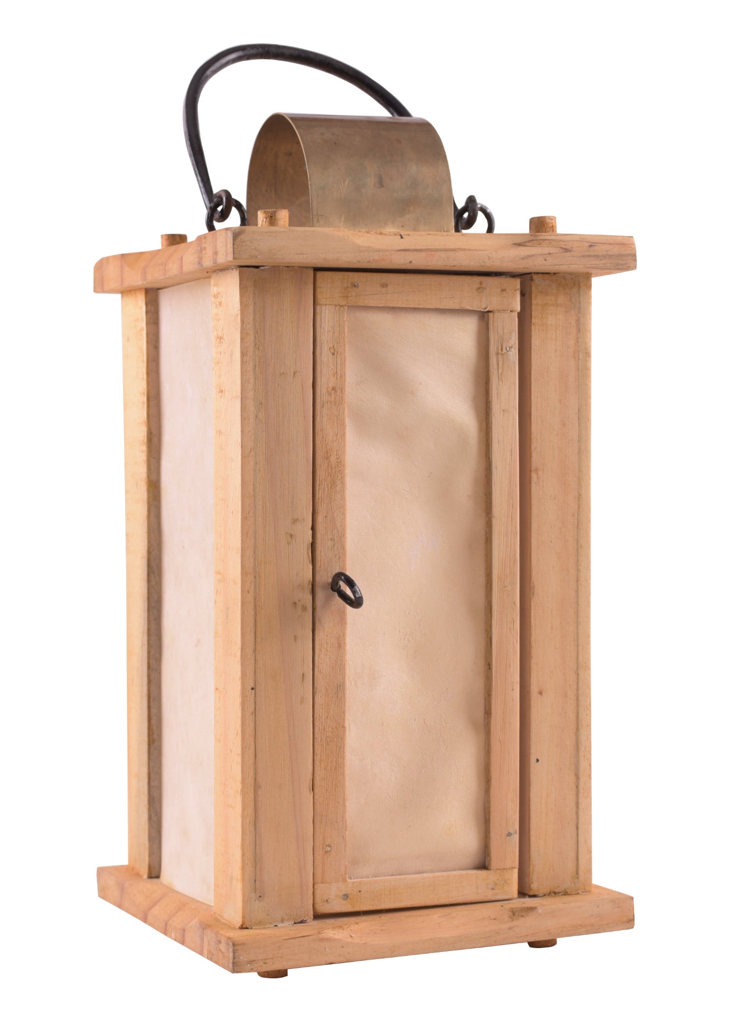 Imagen única de: Farol De Madera Con Ventanas De Cuero Crudo.