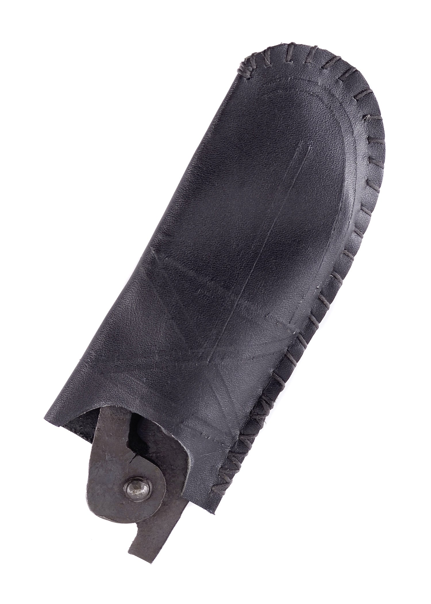 Imagen única de: Navaja Plegable Con Funda De Cuero, Forjada A Mano.