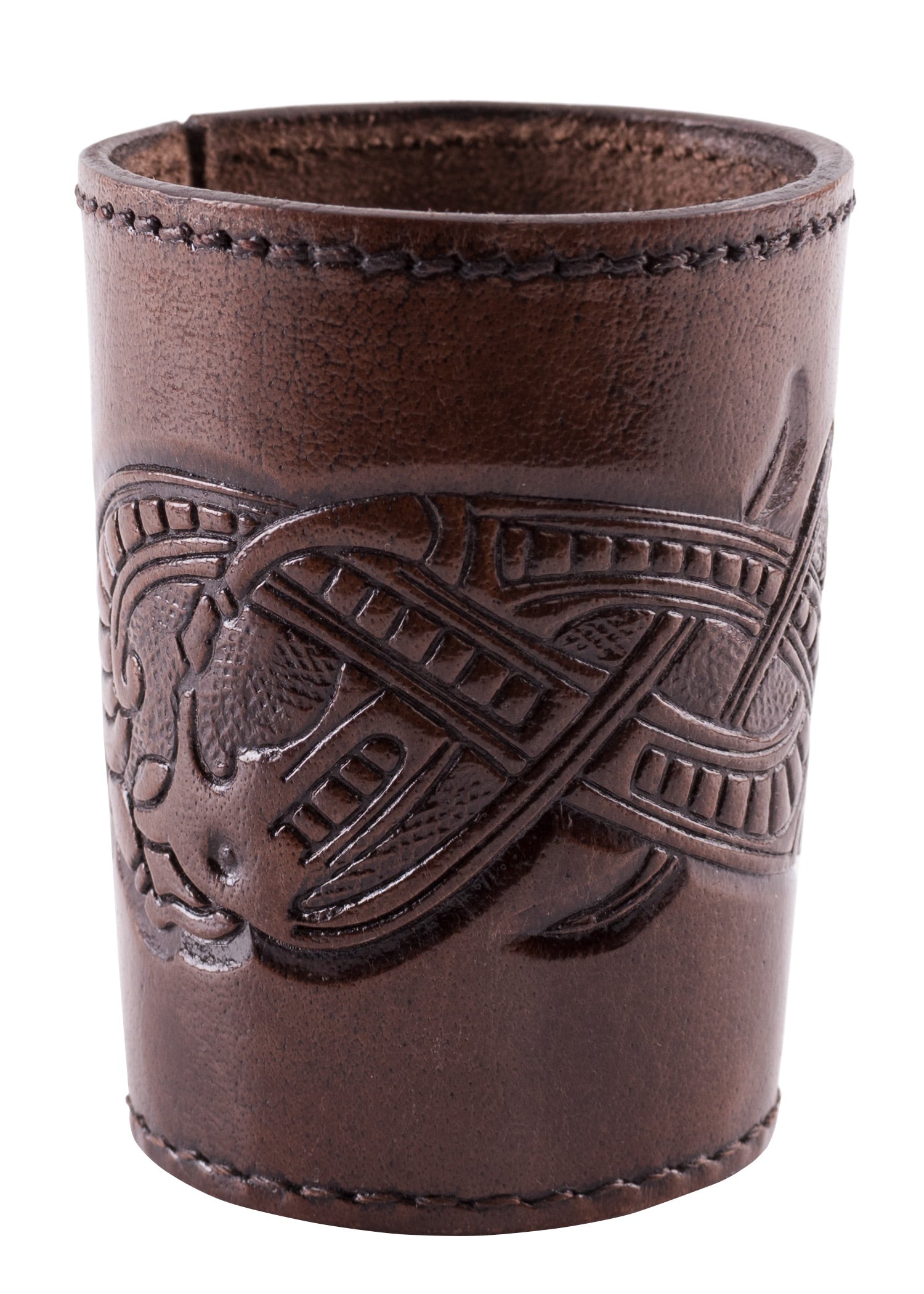 Imagen única de: Cubitera De Cuero Con Motivo De Dragón En Relieve, Estilo Gelatina, Marrón Oscuro