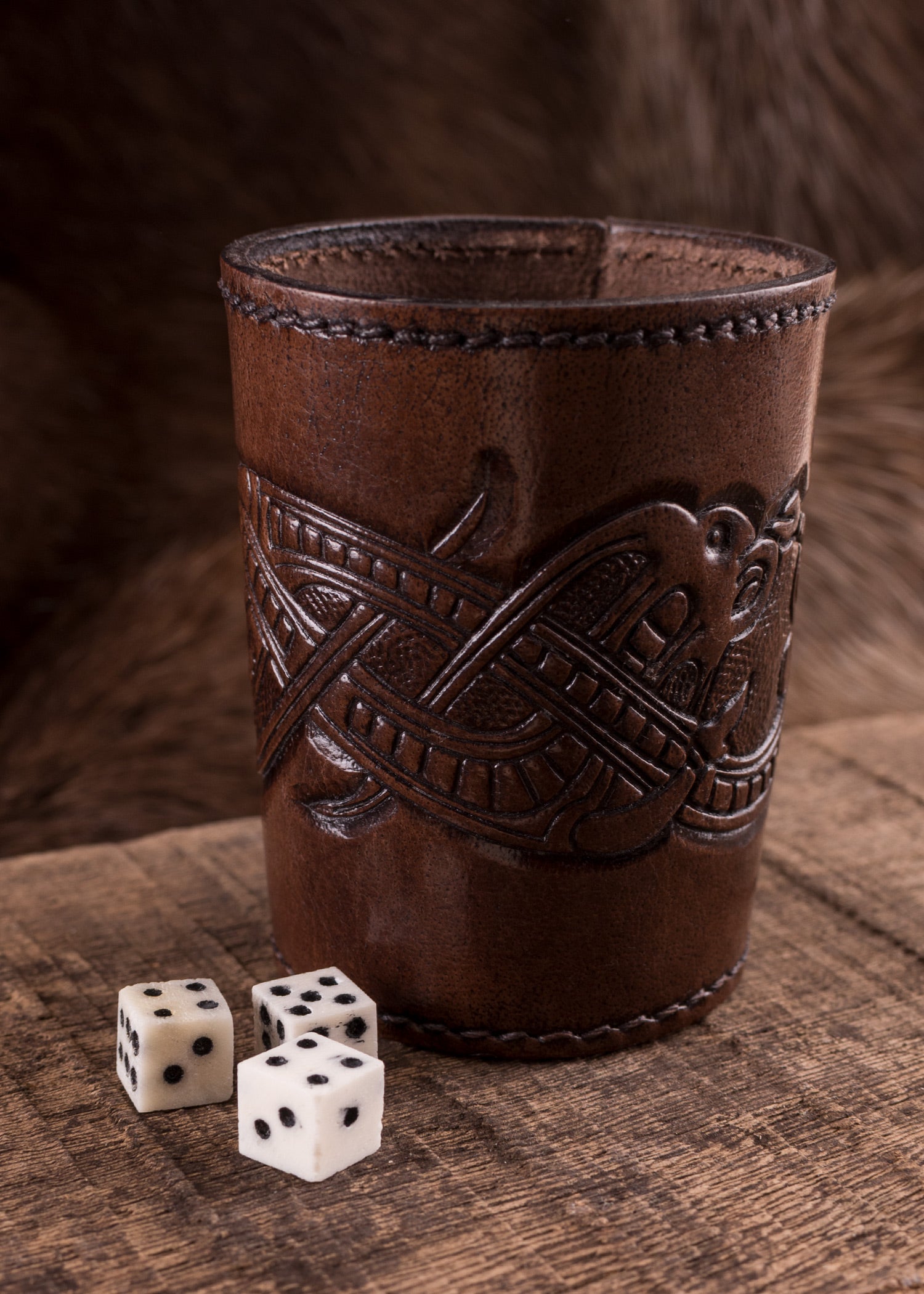 Imagen única de: Cubitera De Cuero Con Motivo De Dragón En Relieve, Estilo Gelatina, Marrón Oscuro
