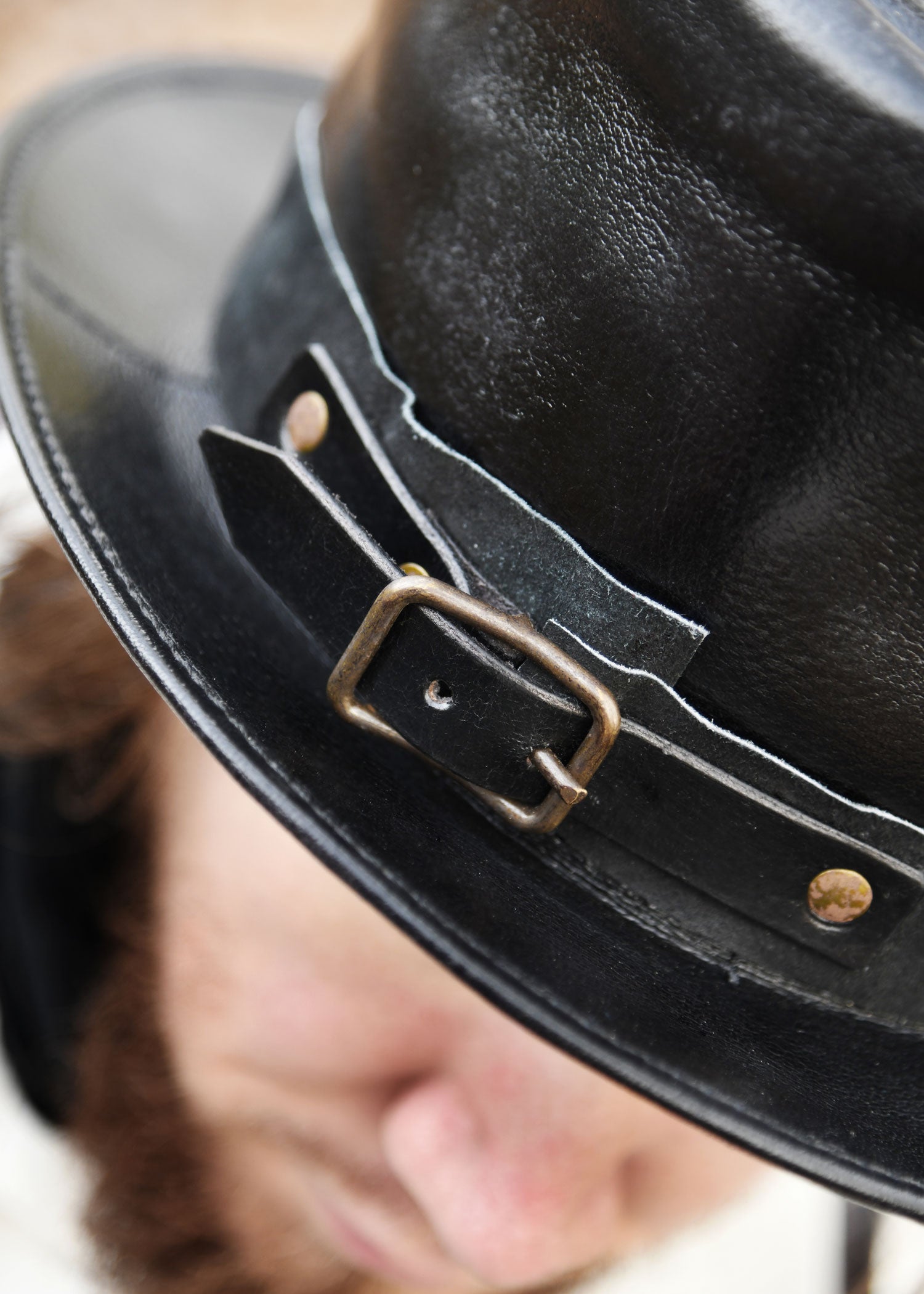 Imagen única de: Sombrero De Copa De Cuero, Sombrero De Cuero, Negro 4