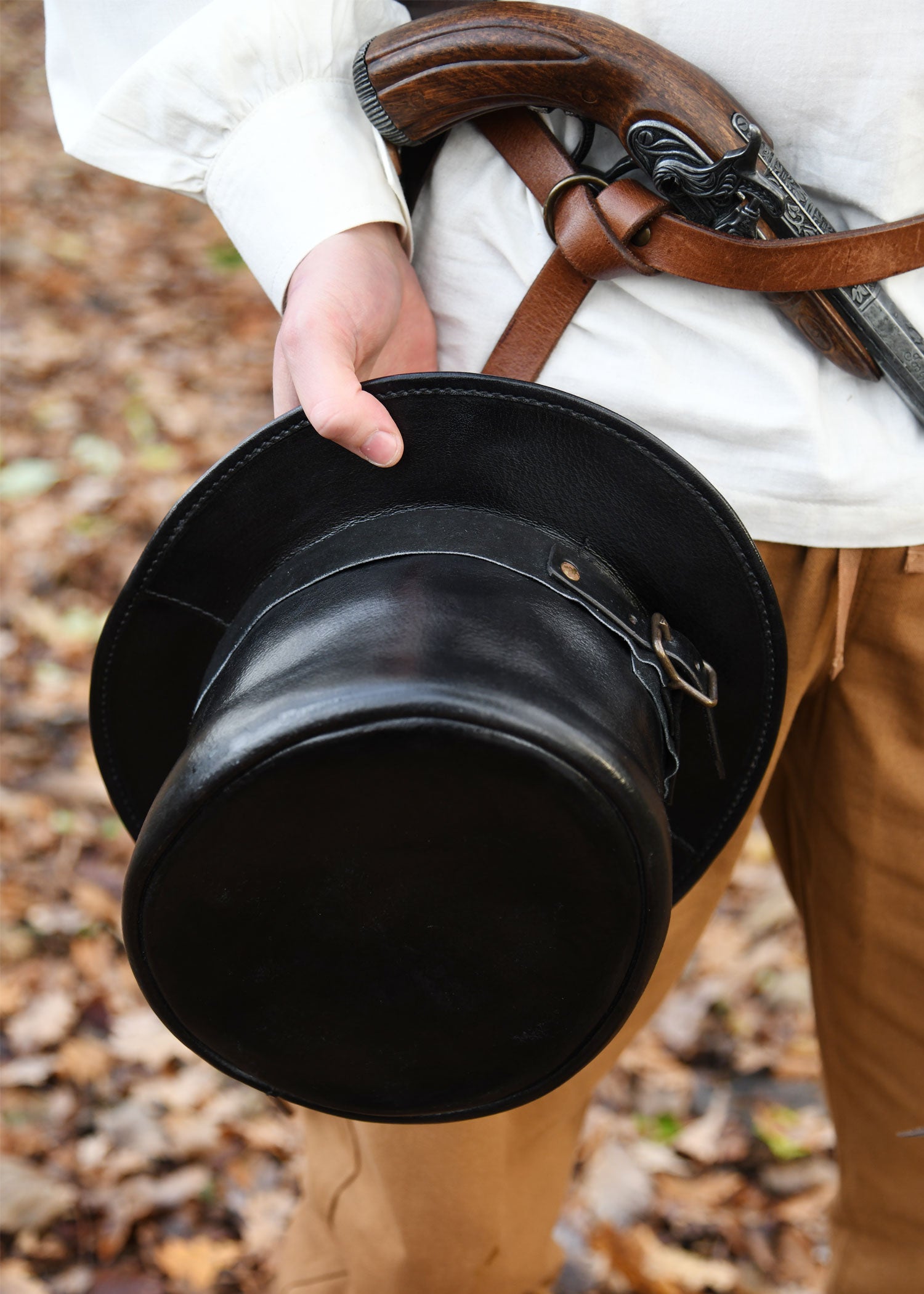 Imagen única de: Sombrero De Copa De Cuero, Sombrero De Cuero, Negro 5
