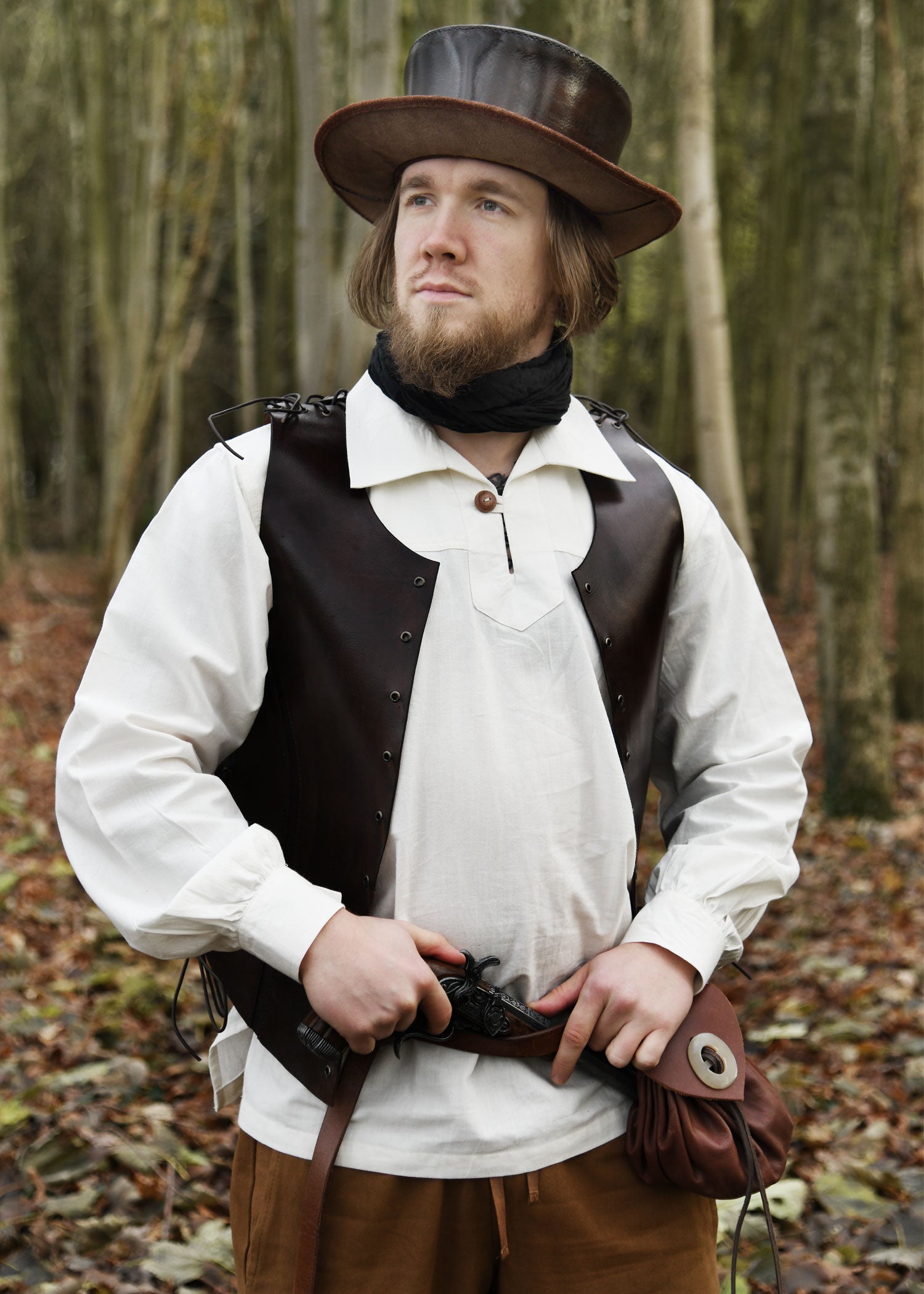 Imagen única de: Sombrero Medieval De Cuero Con Ala Ancha, Marrón