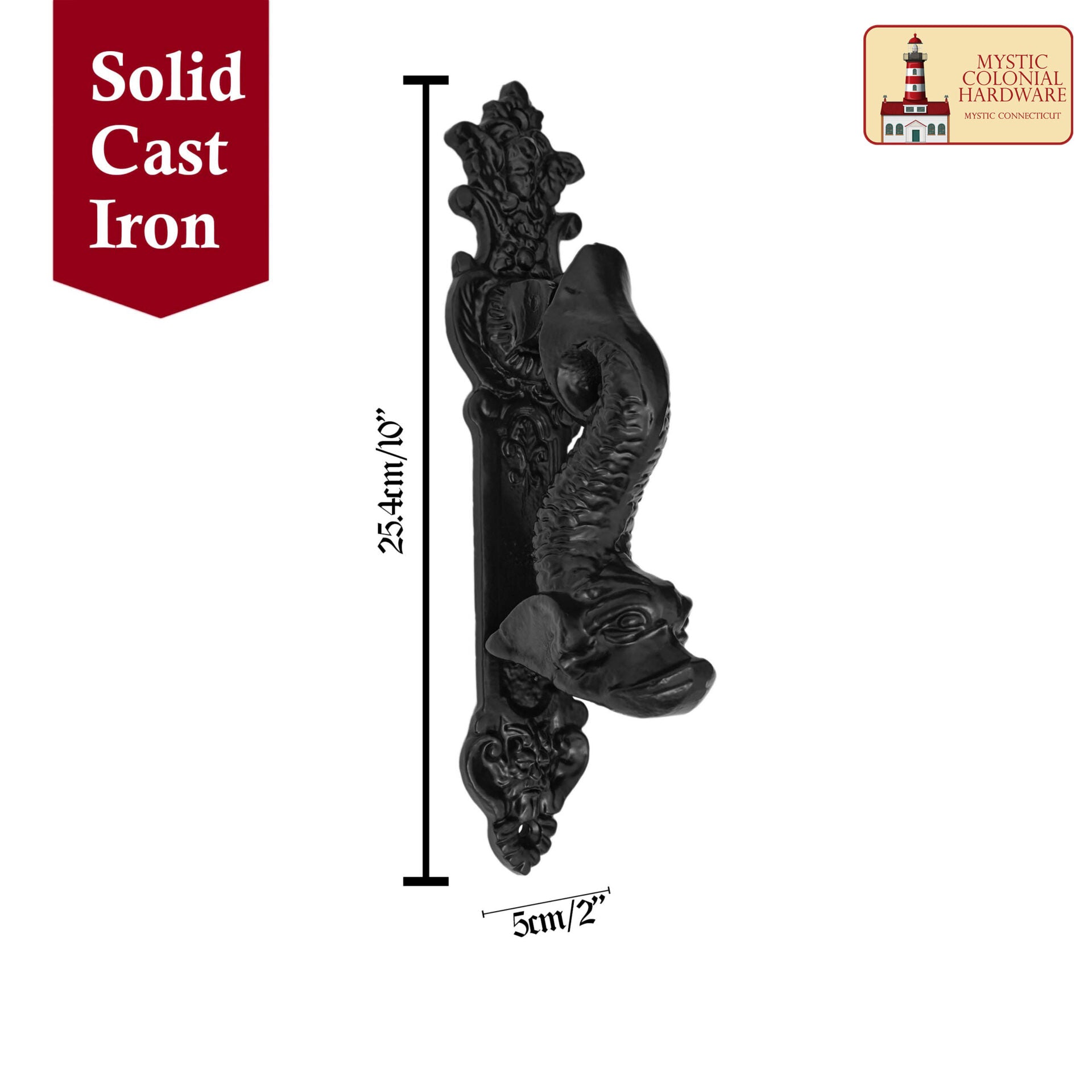 Imagen única de: Aldaba Antigua para Puerta de Entrada con Revestimiento de Polvo Negro Hecho a Mano